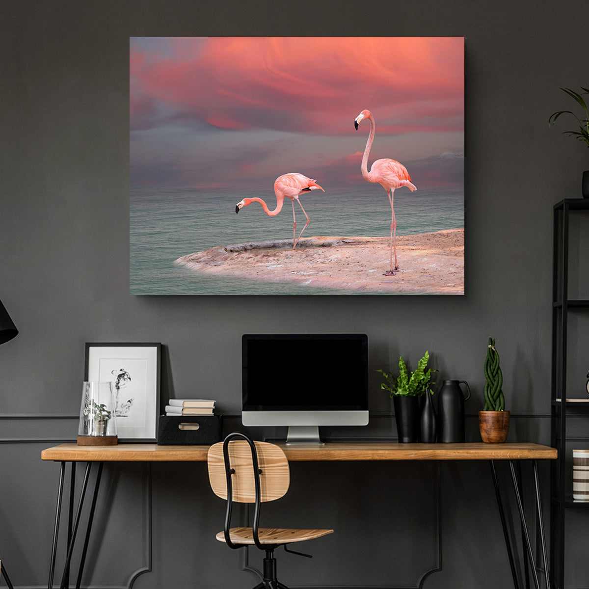 Pink Flamingo's on the Coast Wall Art