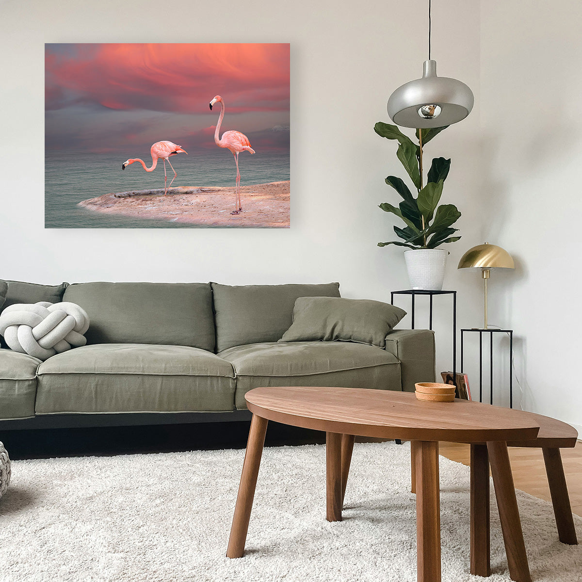 Pink Flamingo's on the Coast Wall Art