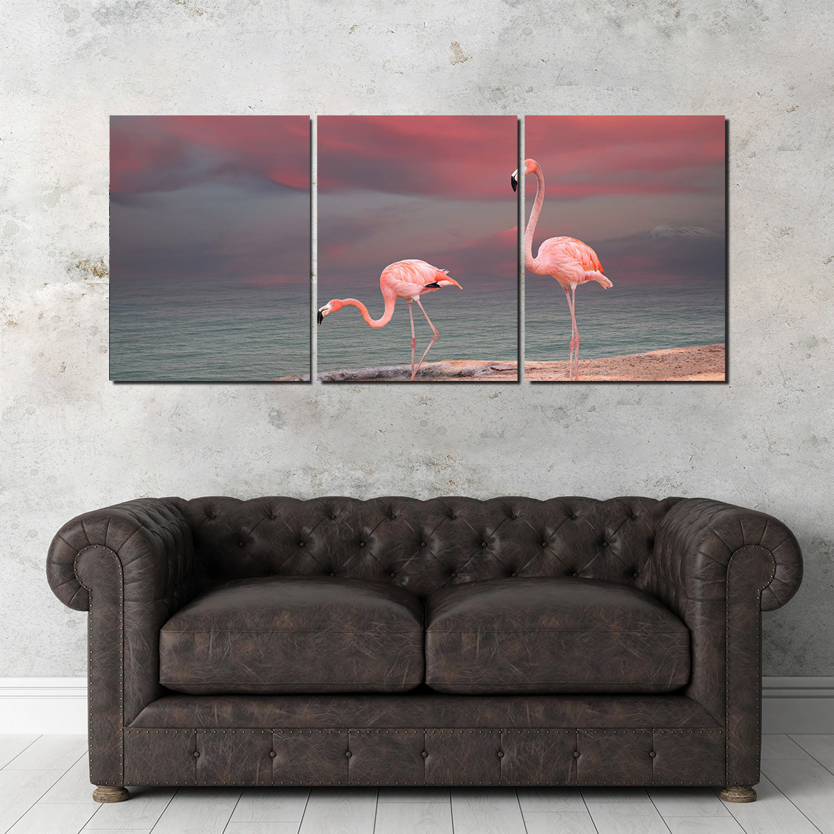 Pink Flamingo's on the Coast Wall Art