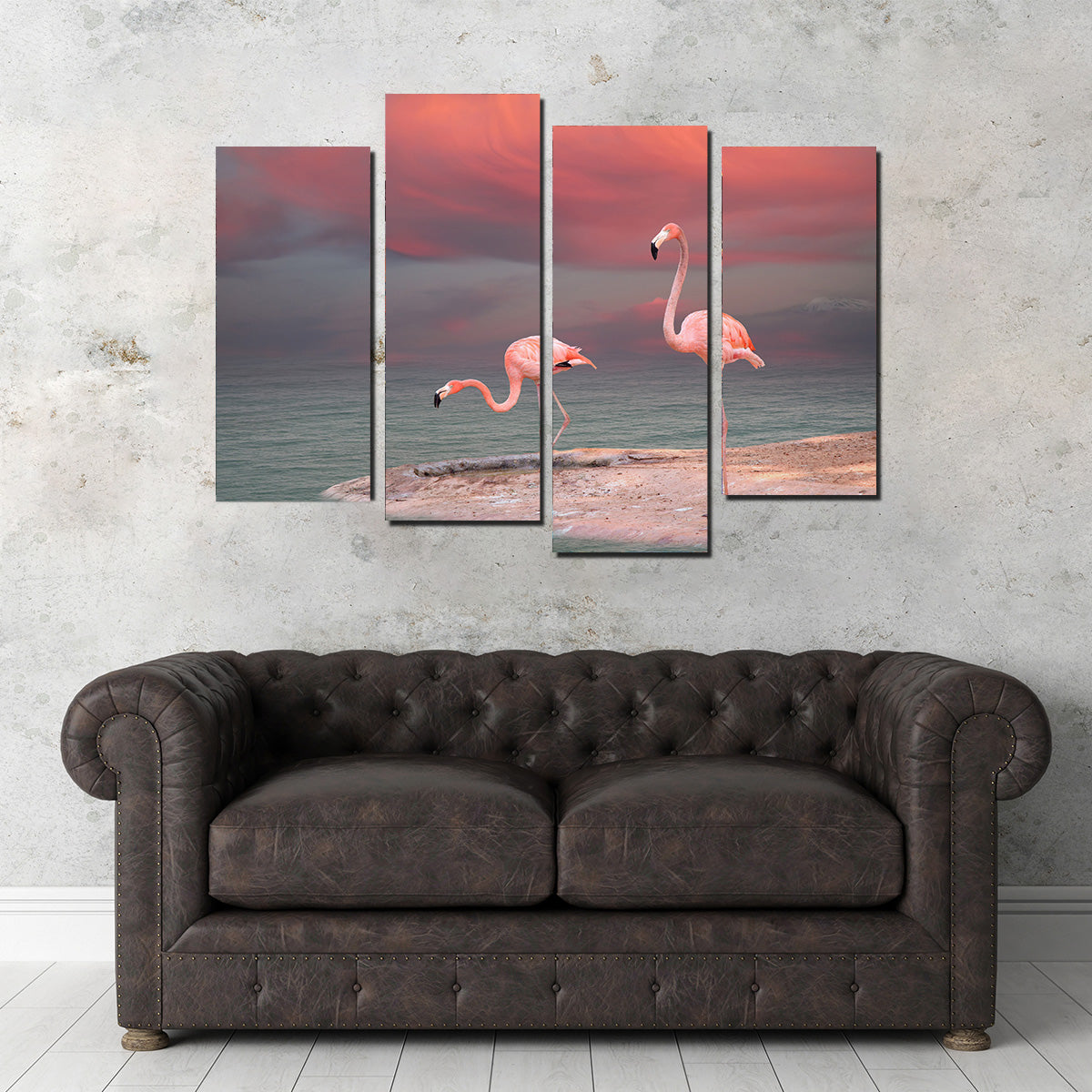 Pink Flamingo's on the Coast Wall Art