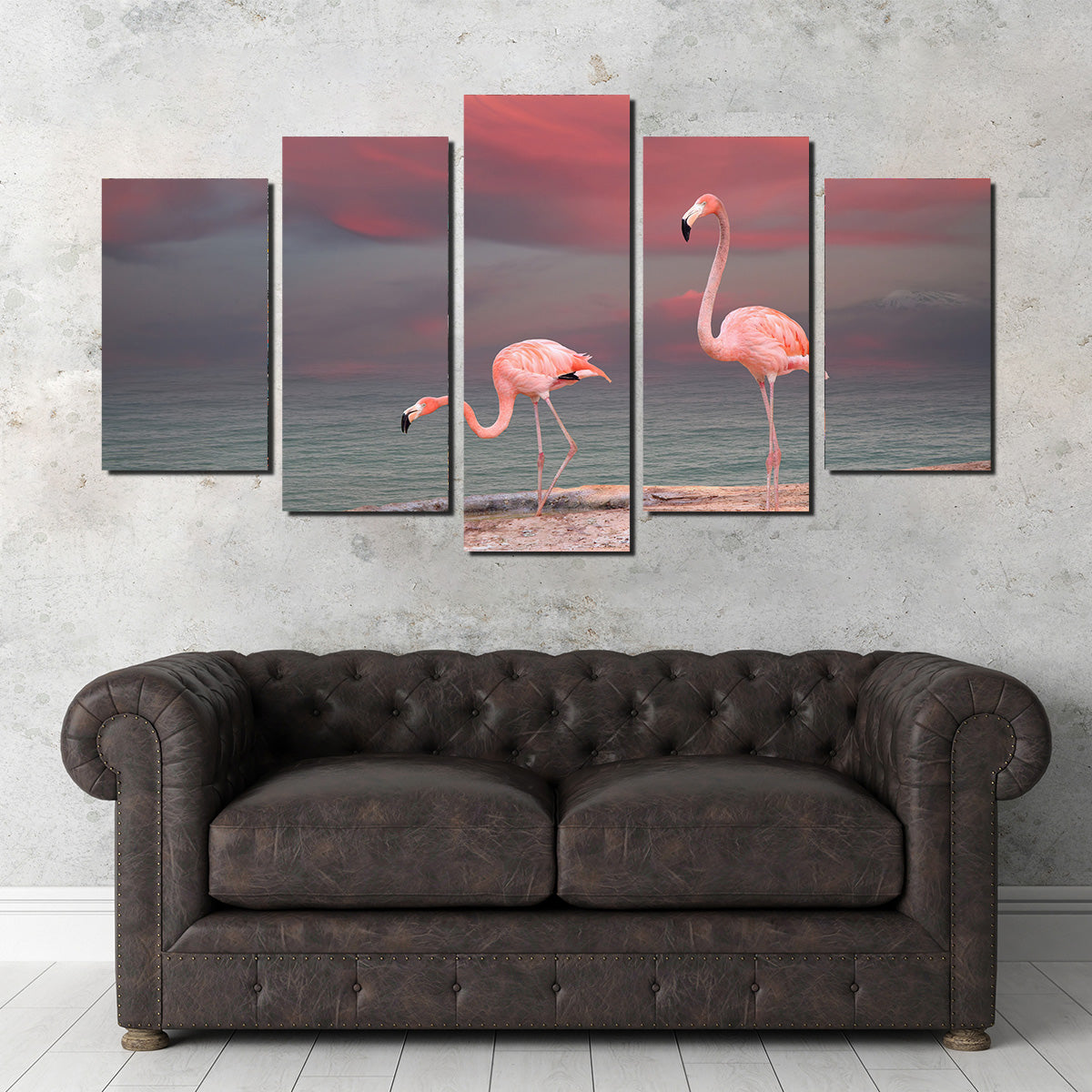 Pink Flamingo's on the Coast Wall Art