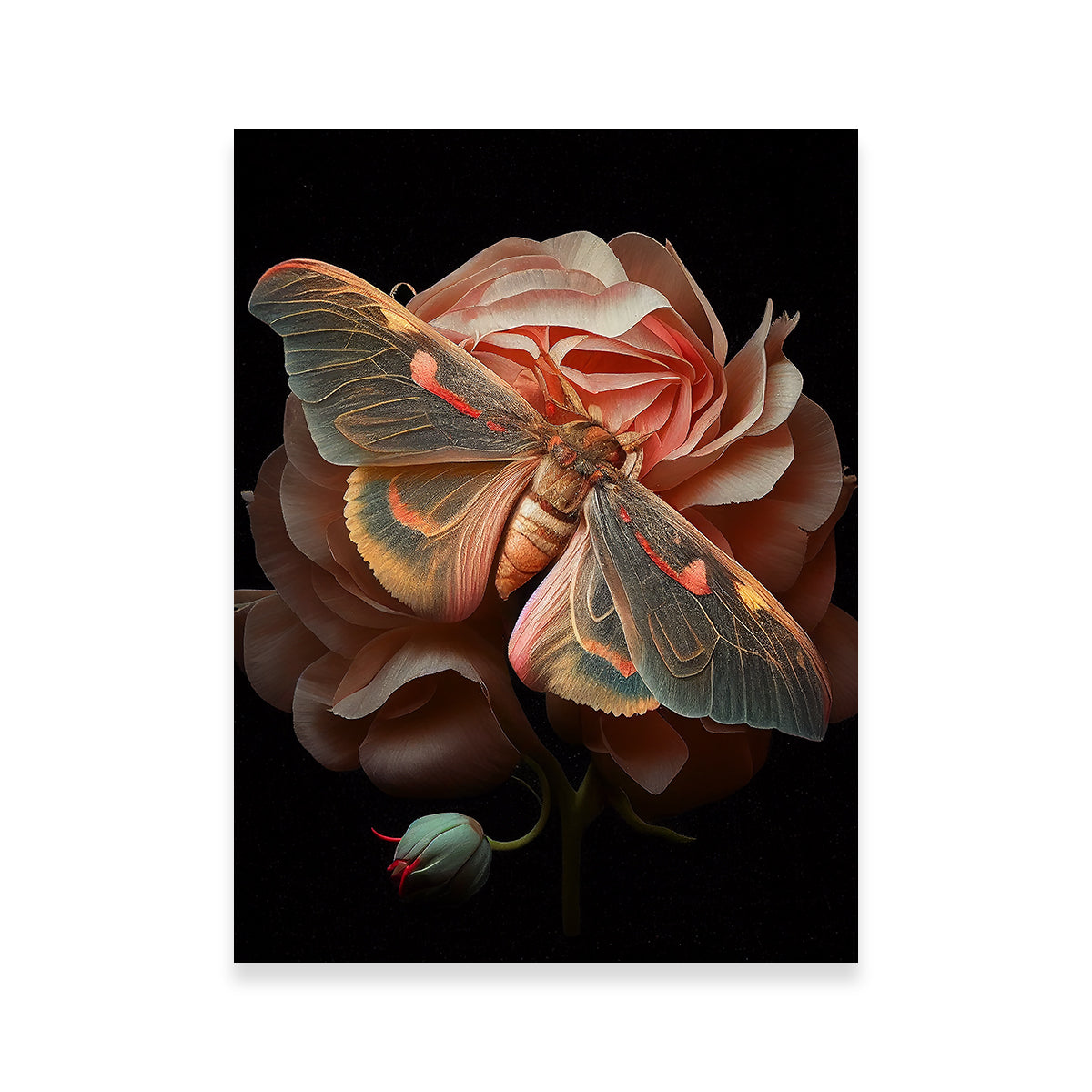 Pink Moth and Rose