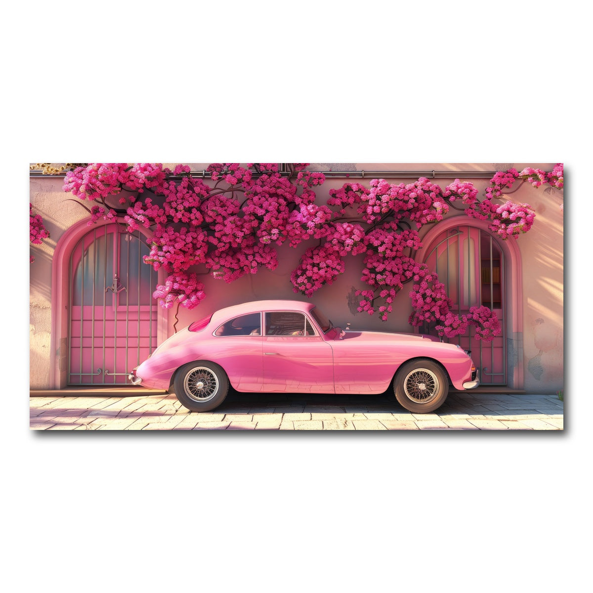 AUTO-MOCKUP WHITE | Pink Car and Flowers | 1 Piece | Gallery Wrap Canvas | group=2x1
