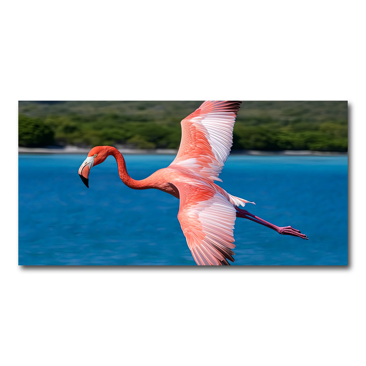 AUTO-MOCKUP WHITE | Pink Flamingo Flying | 1 Piece | Gallery Wrap Canvas | group=2x1