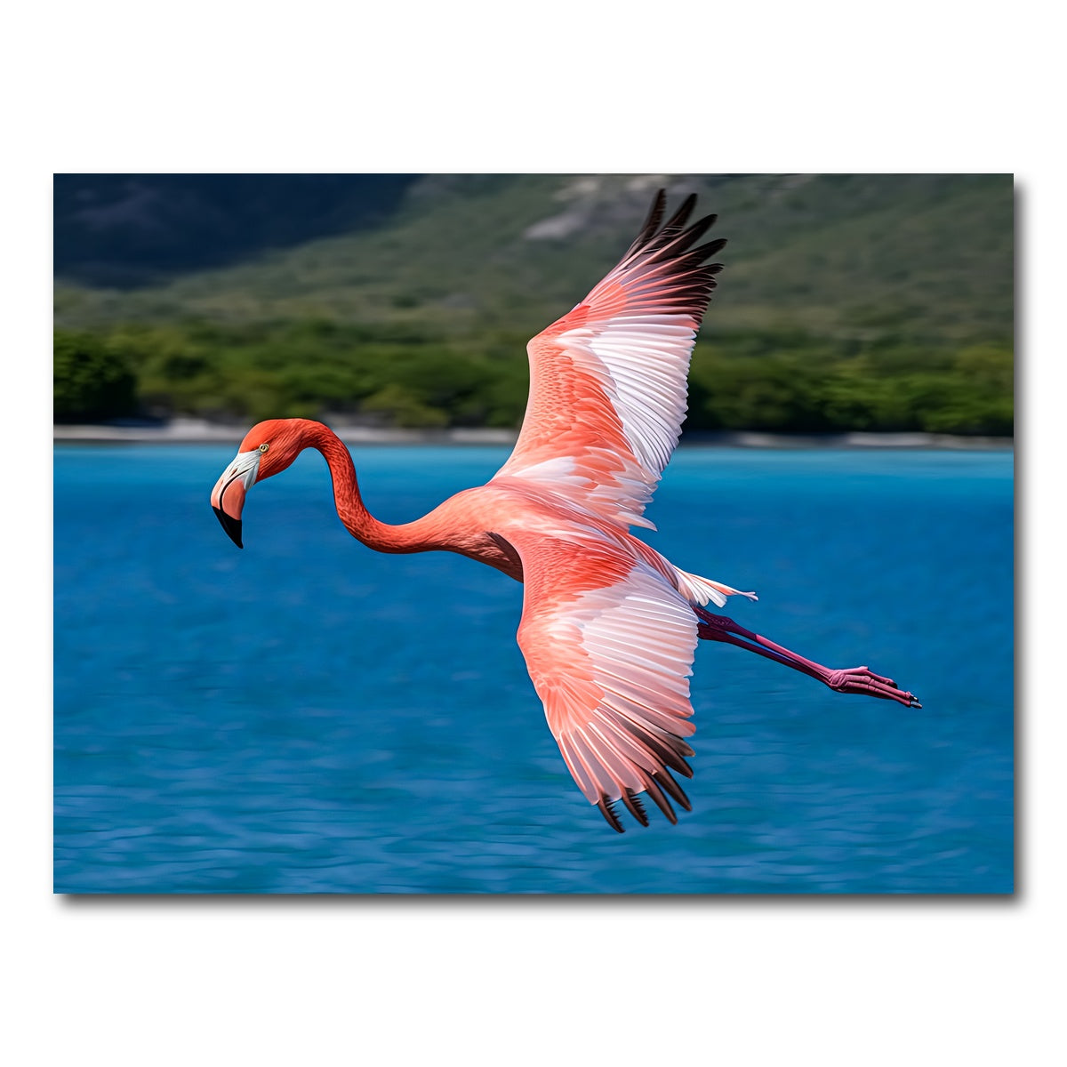 AUTO-MOCKUP WHITE | Pink Flamingo Flying | 1 Piece | Gallery Wrap Canvas | group=4x3