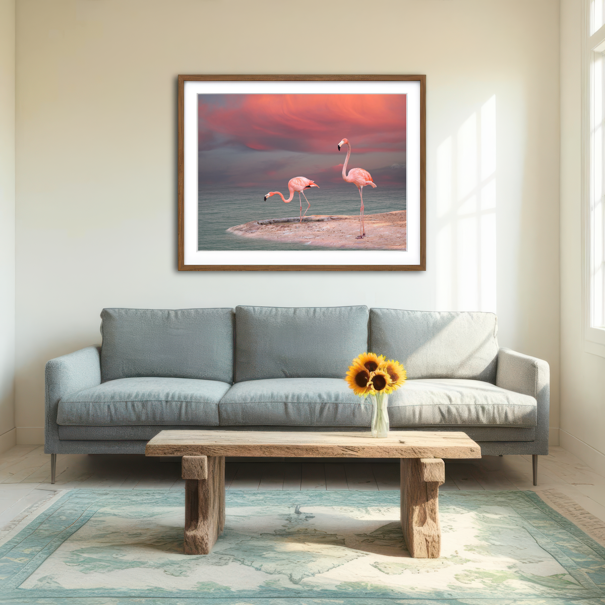 AUTO-MOCKUP ROOM | Pink Flamingo's on the Coast Wall Art