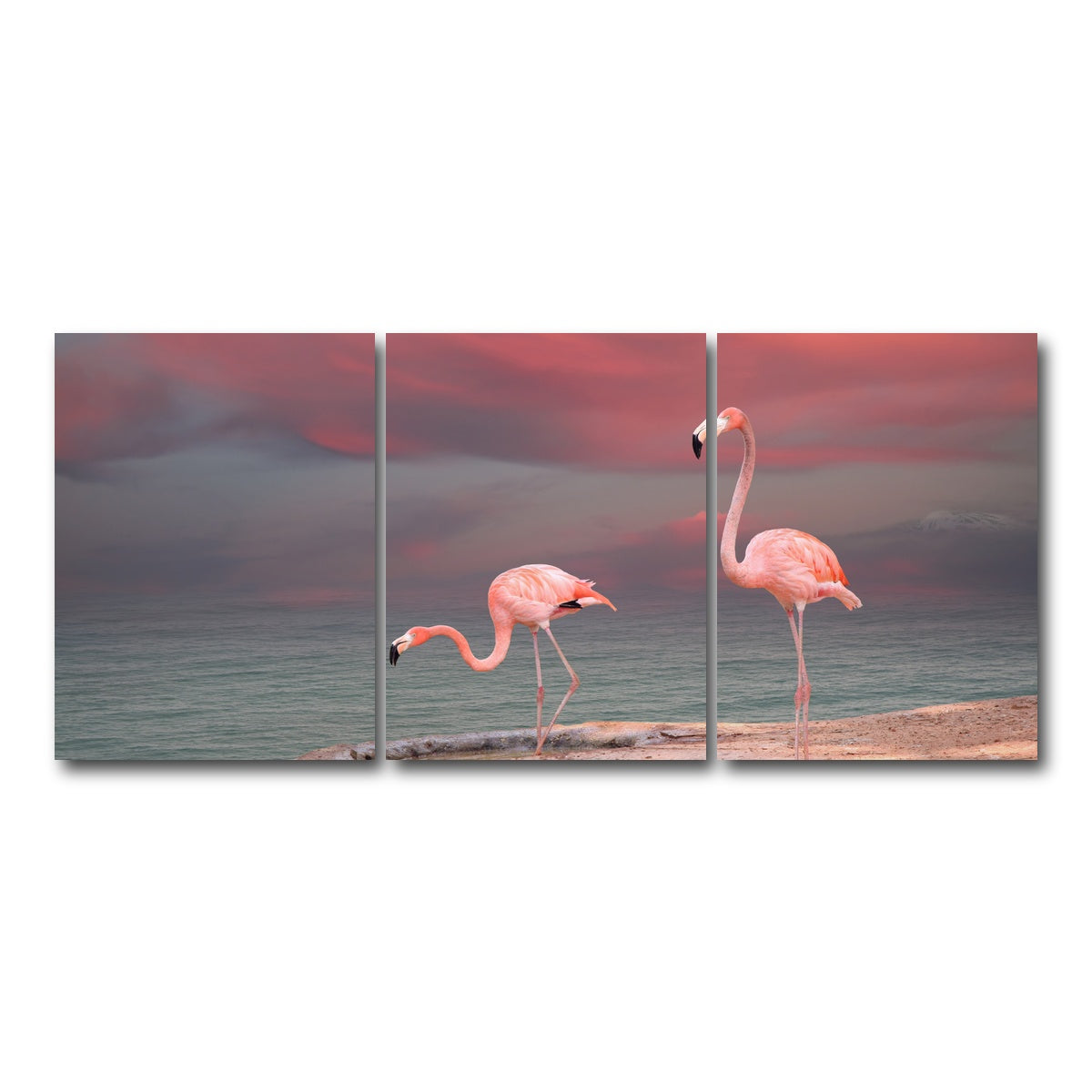 AUTO-MOCKUP WHITE | Pink Flamingo's on the Coast | 3 Piece | Gallery Wrap Canvas | group=18x24