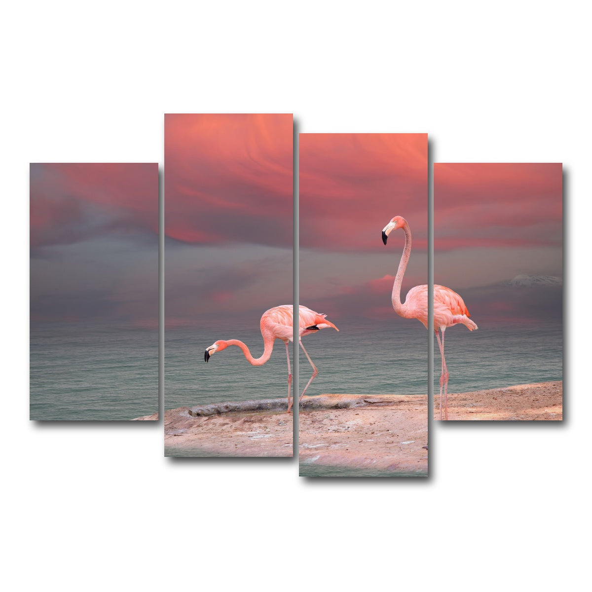 AUTO-MOCKUP WHITE | Pink Flamingo's on the Coast | 4 Piece | Gallery Wrap Canvas | group=4_short