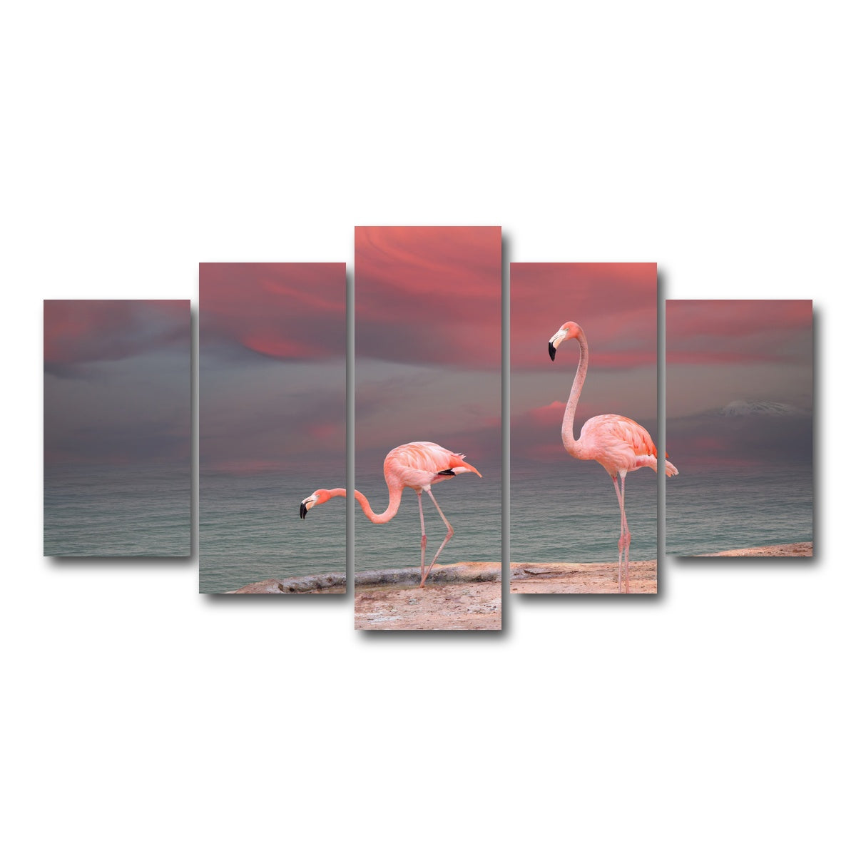 AUTO-MOCKUP WHITE | Pink Flamingo's on the Coast | 5 Piece | Gallery Wrap Canvas | group=5_normal