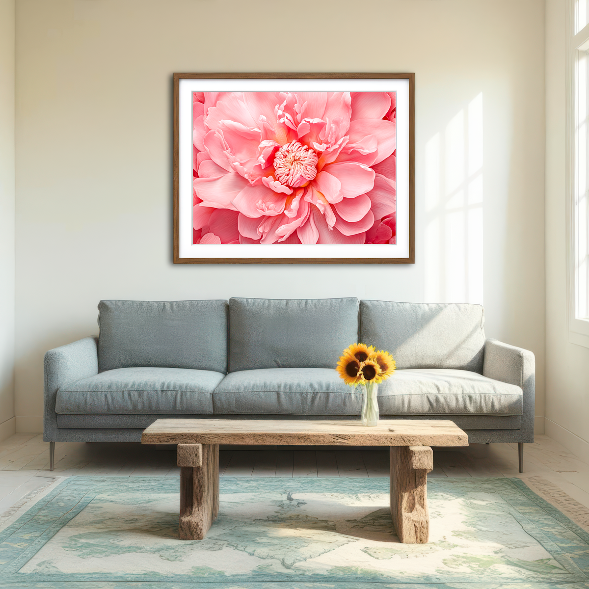 AUTO-MOCKUP ROOM | Pink Flower Wall Art
