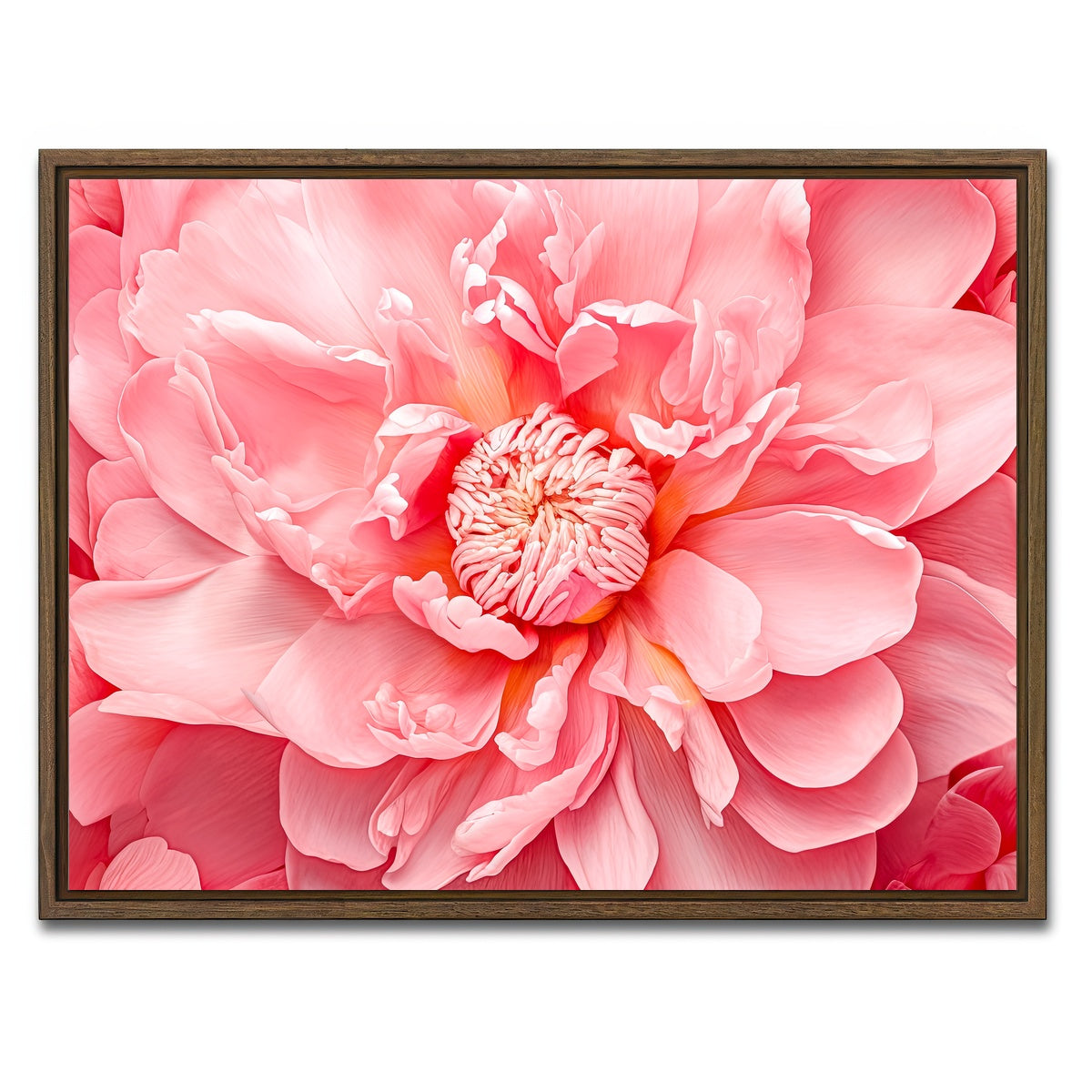 AUTO-MOCKUP WHITE | Pink Flower | 1 Piece | Walnut Framed Canvas | group=4x3