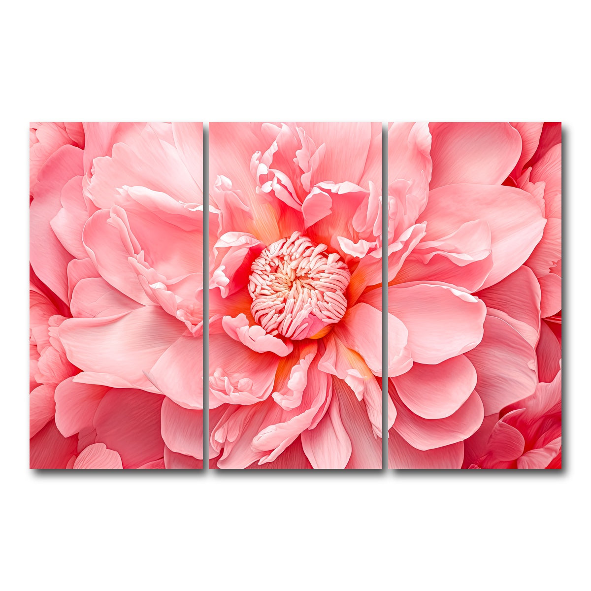 AUTO-MOCKUP WHITE | Pink Flower | 3 Piece | Gallery Wrap Canvas | group=12x24