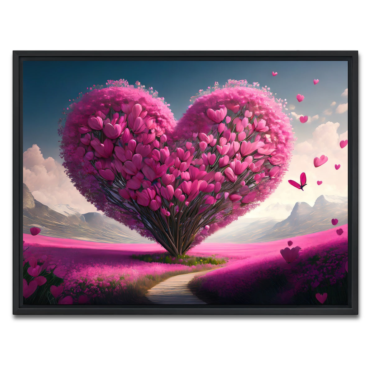AUTO-MOCKUP WHITE | Pink Heart | 1 Piece | Black Framed Canvas | group=4x3
