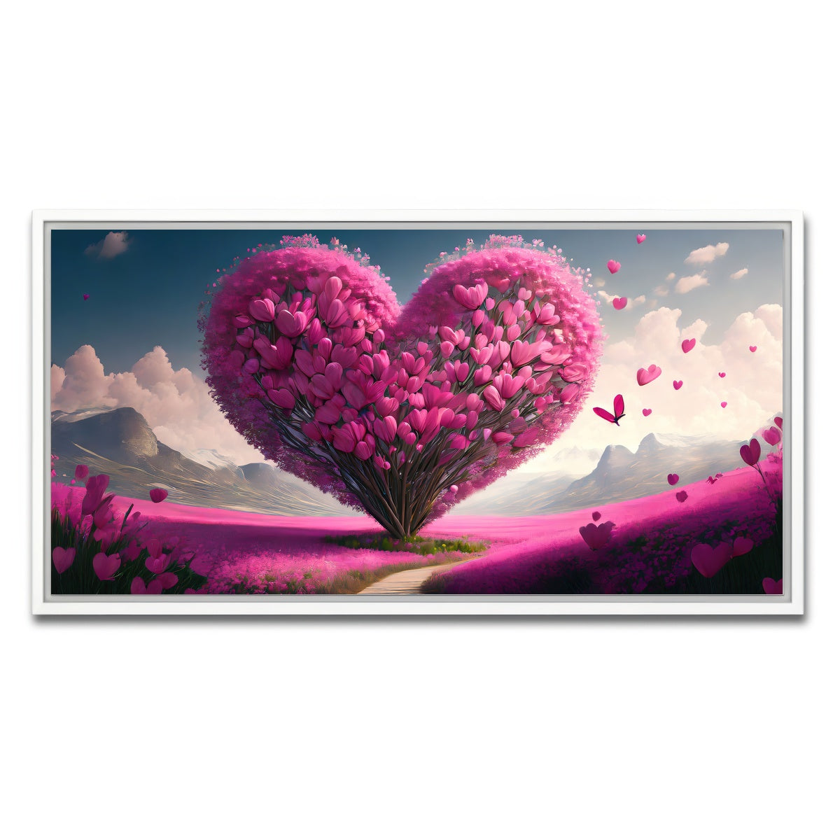 AUTO-MOCKUP WHITE | Pink Heart | 1 Piece | White Framed Canvas | group=2x1
