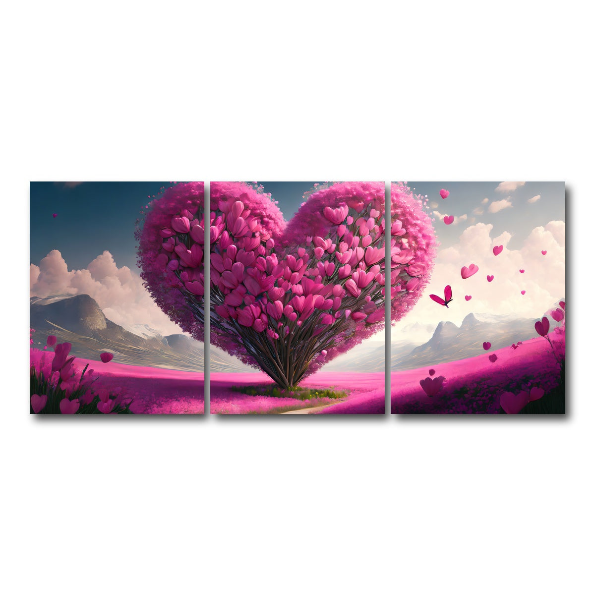 AUTO-MOCKUP WHITE | Pink Heart | 3 Piece | Gallery Wrap Canvas | group=18x24