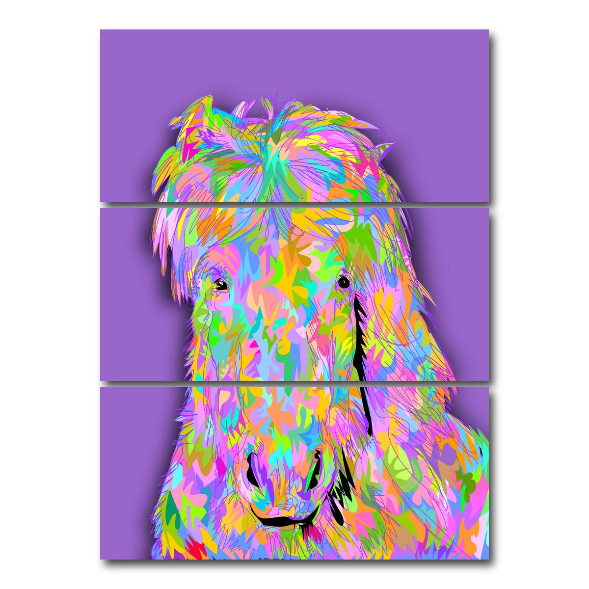 AUTO-MOCKUP WHITE | Pink Horsey | 3 Piece | Gallery Wrap Canvas | group=8x18_stacked