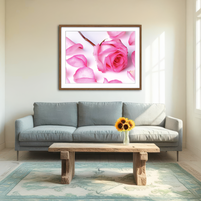 AUTO-MOCKUP ROOM | Pink Rose Petals Wall Art