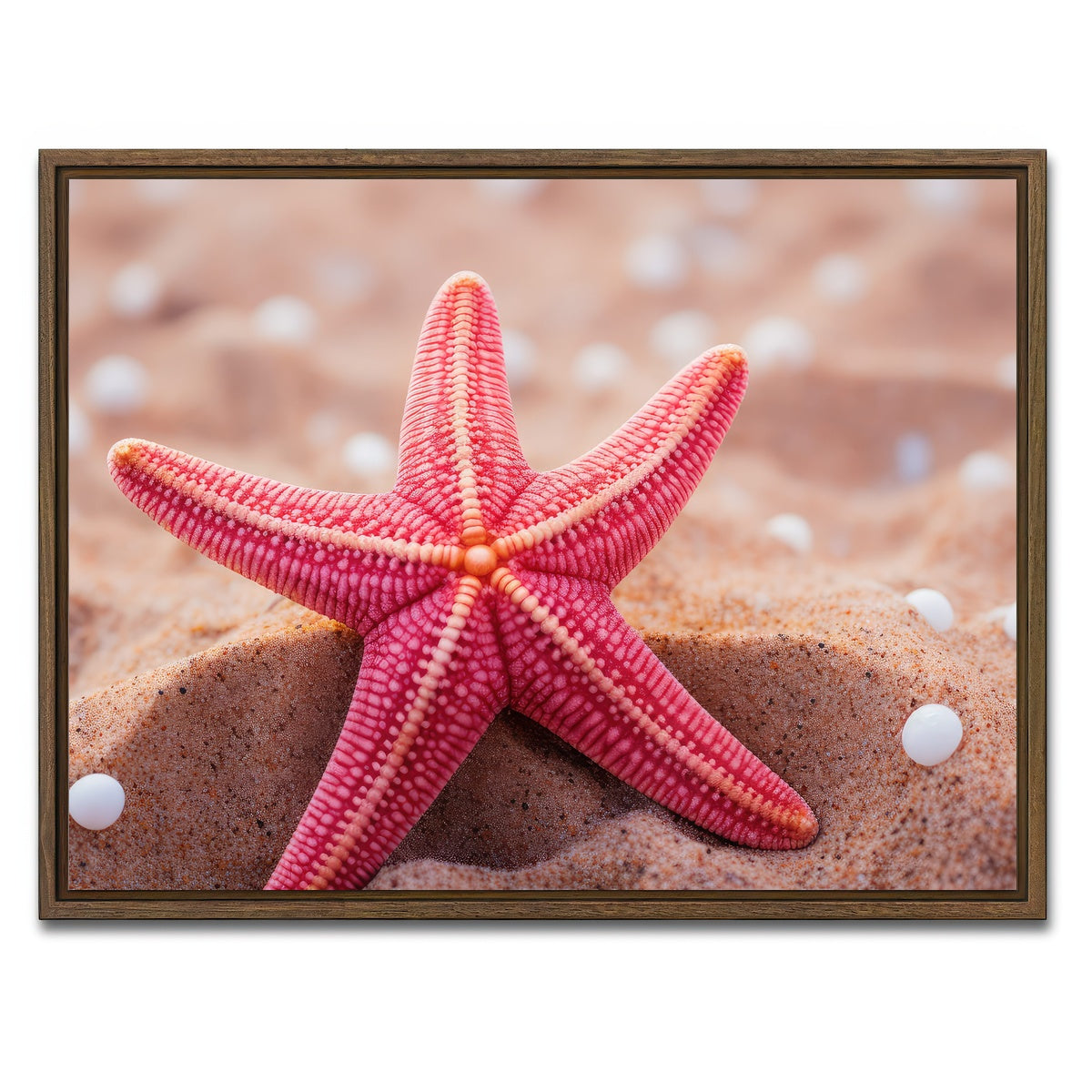 AUTO-MOCKUP WHITE | Pink Star Fish | 1 Piece | Walnut Framed Canvas | group=4x3