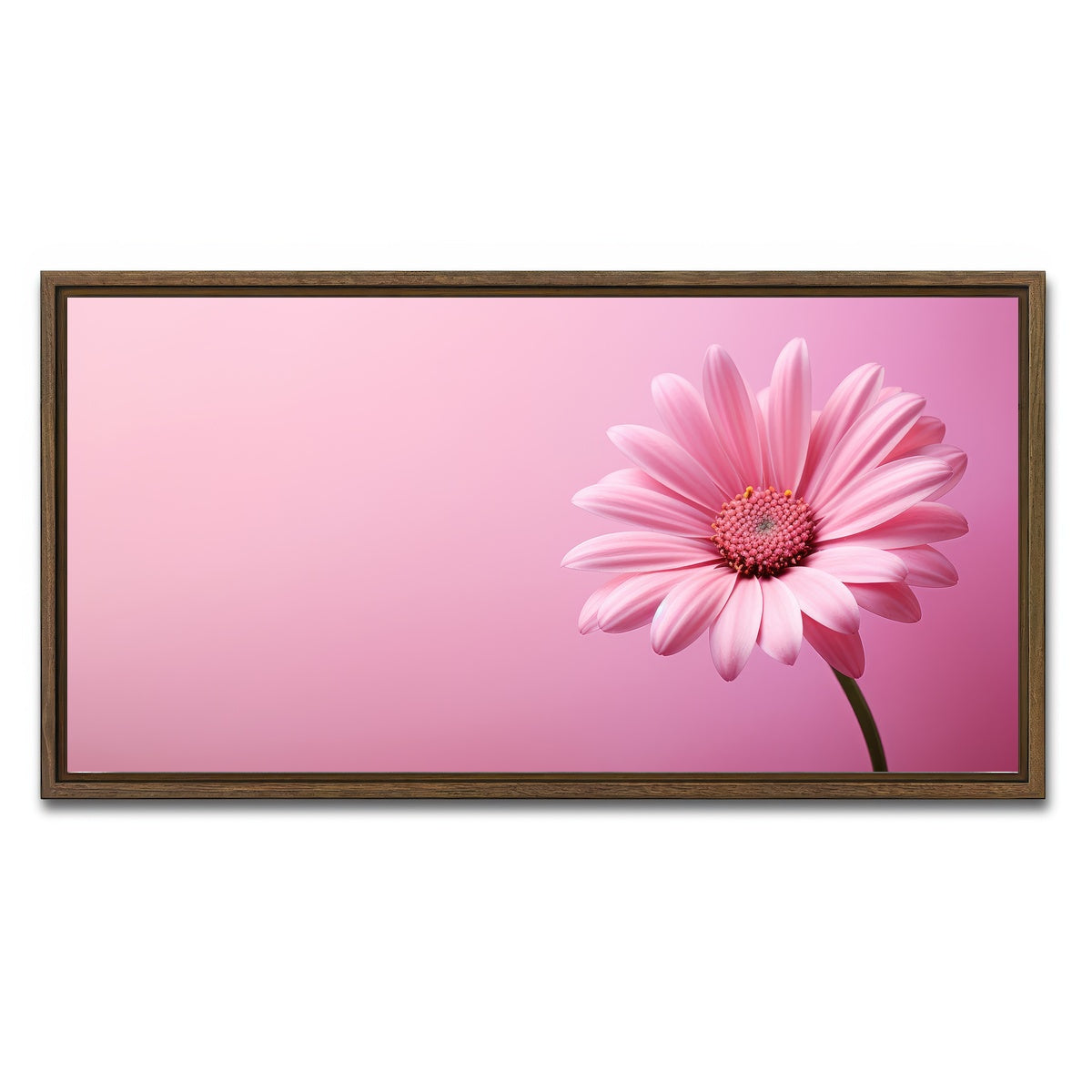 AUTO-MOCKUP WHITE | Pink Sunflower | 1 Piece | Walnut Framed Canvas | group=2x1