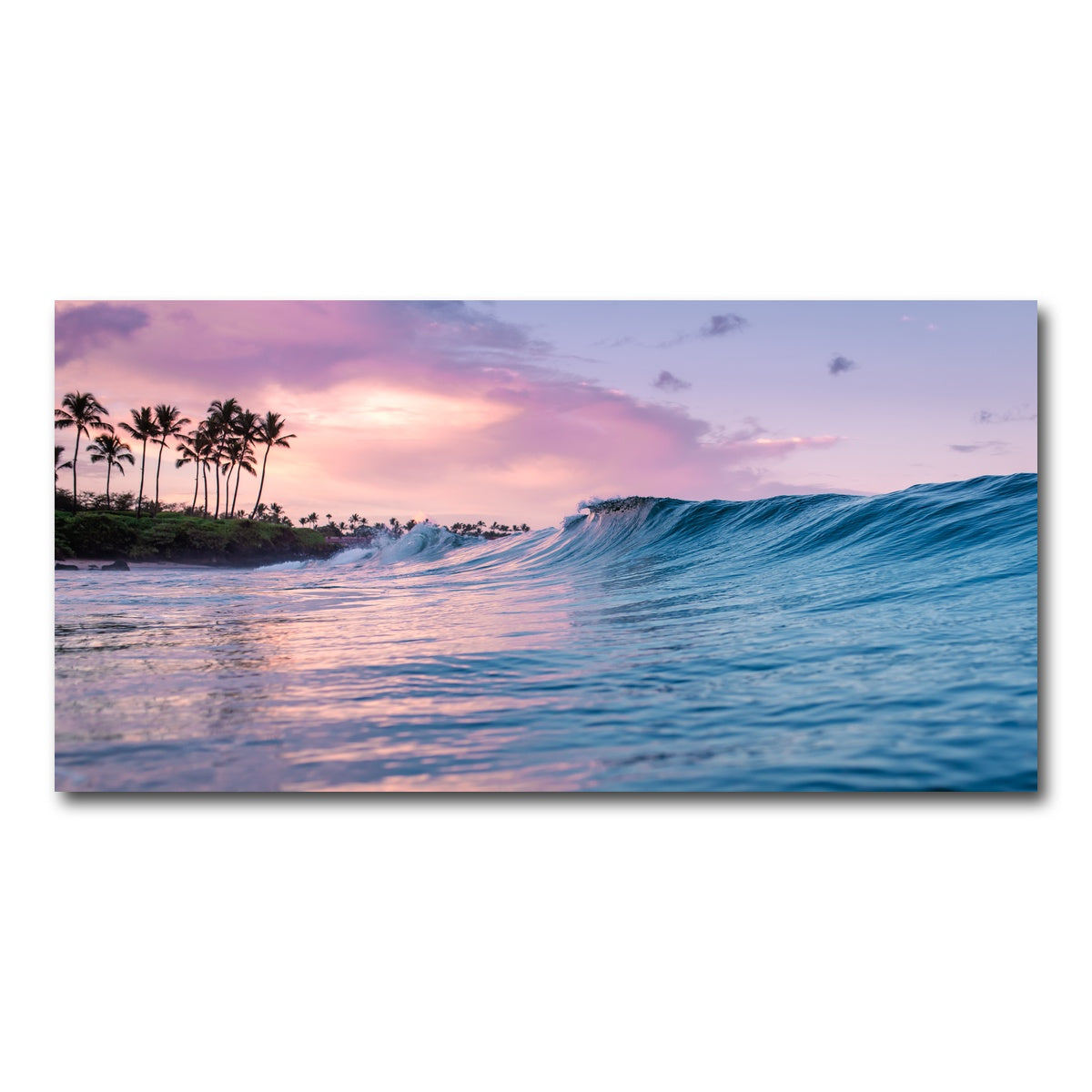 AUTO-MOCKUP WHITE | Pink Sunrise Blue Waves | 1 Piece | Gallery Wrap Canvas | group=2x1