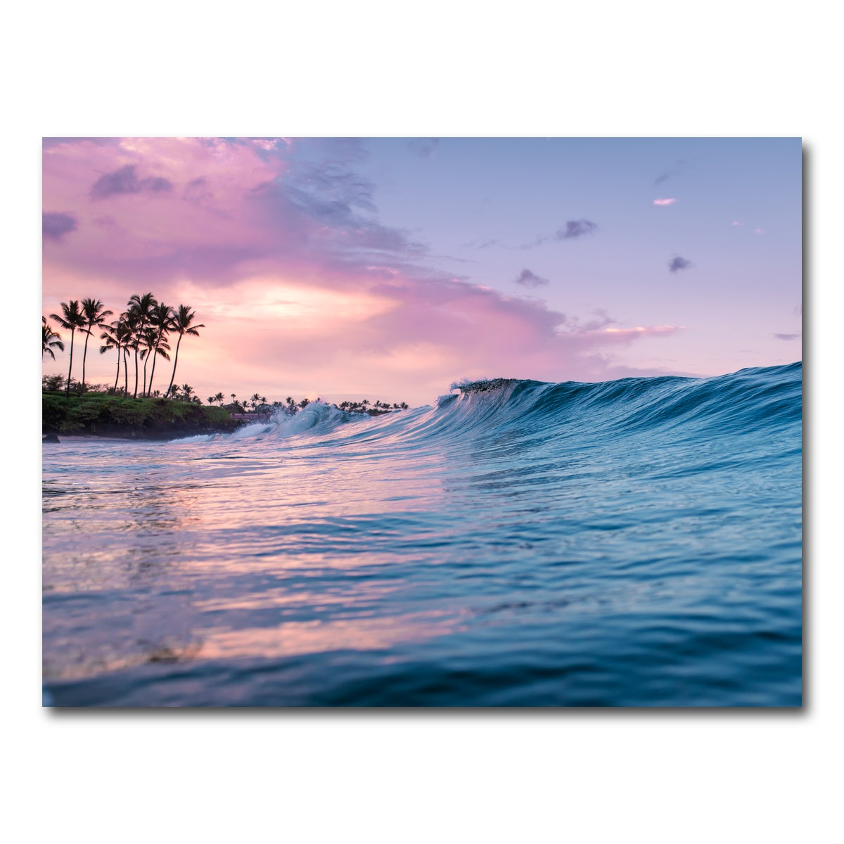 AUTO-MOCKUP WHITE | Pink Sunrise Blue Waves | 1 Piece | Gallery Wrap Canvas | group=4x3