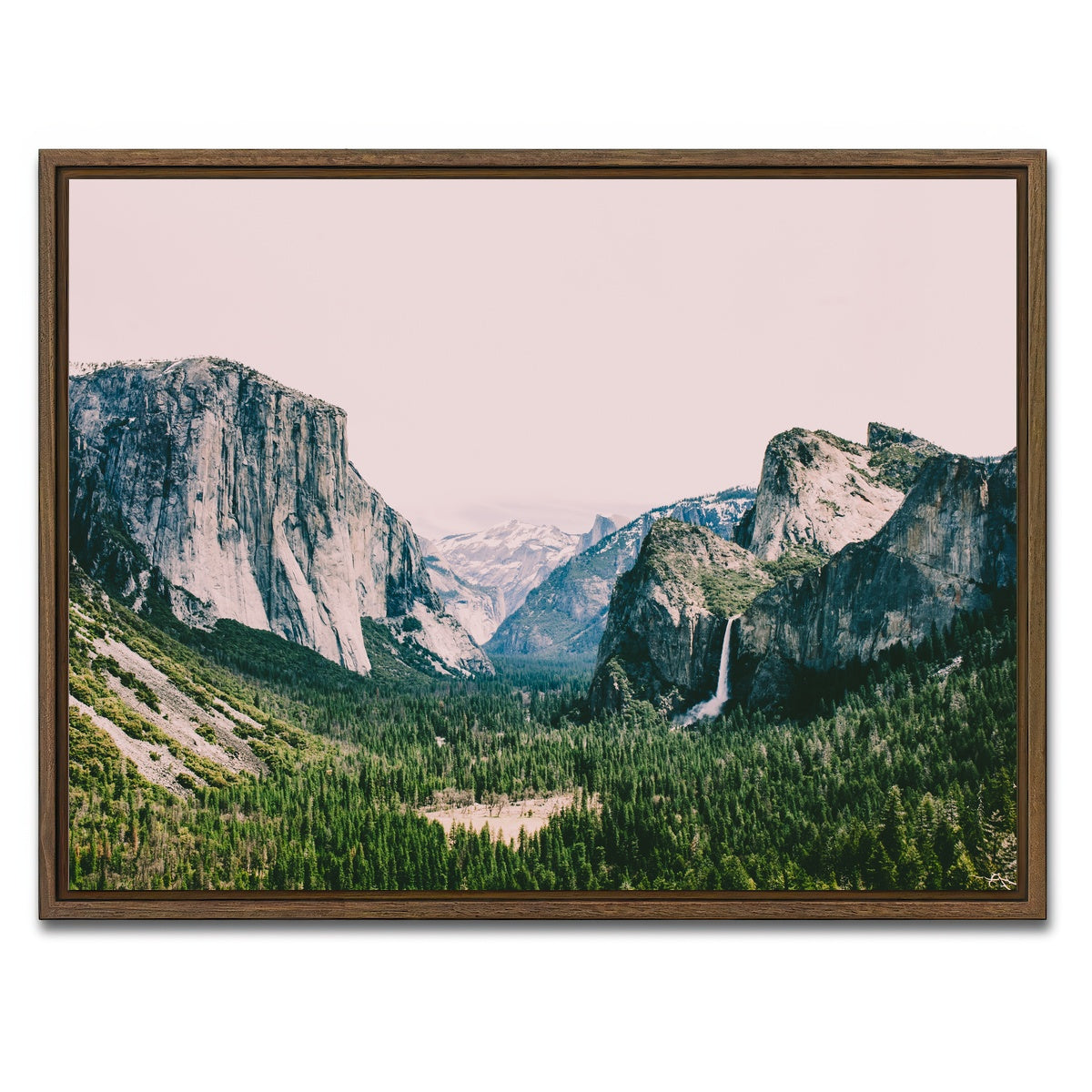 AUTO-MOCKUP WHITE | Pink Yosemite | 1 Piece | Walnut Framed Canvas | group=4x3