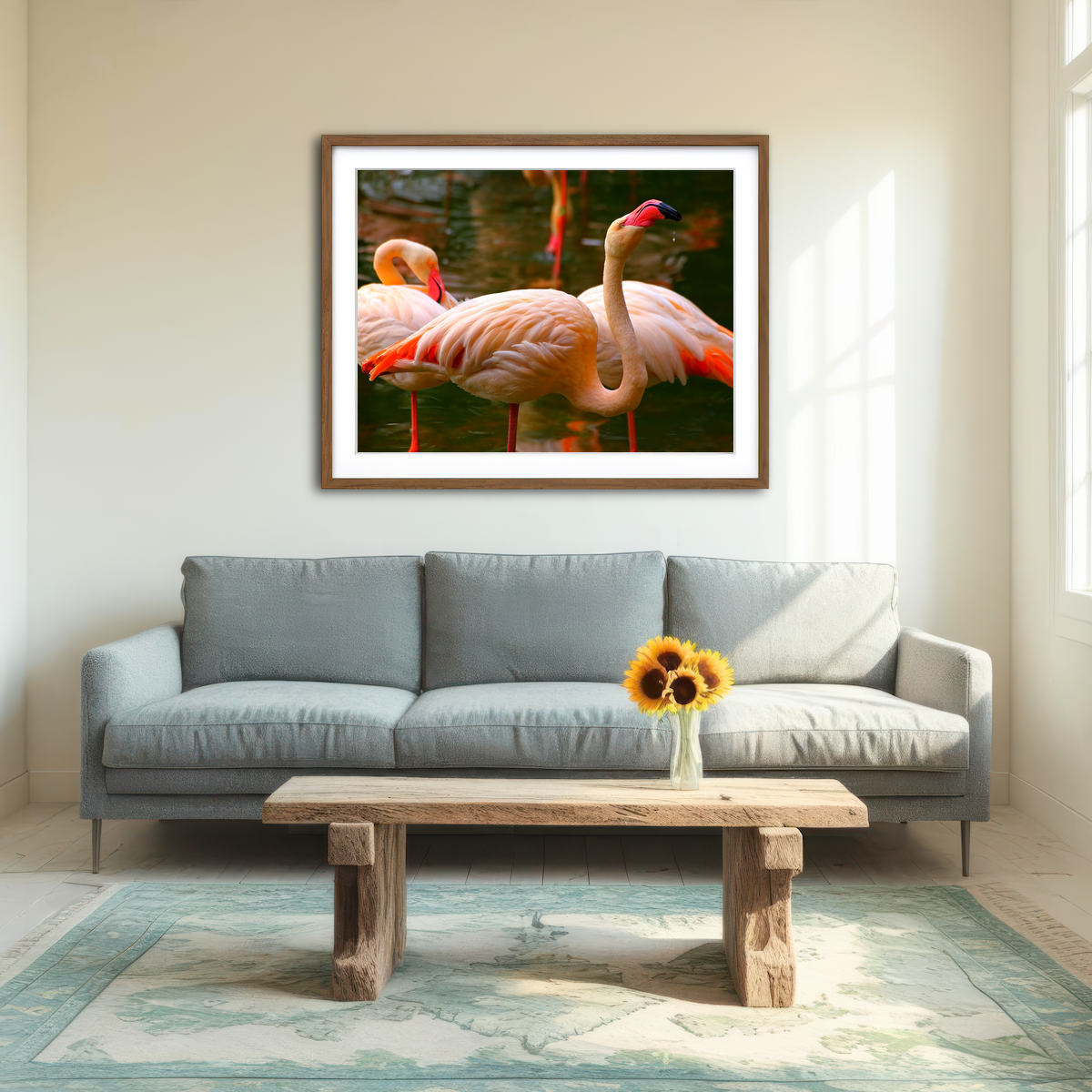 AUTO-MOCKUP ROOM | Pink Flamingo Birds Wall Art