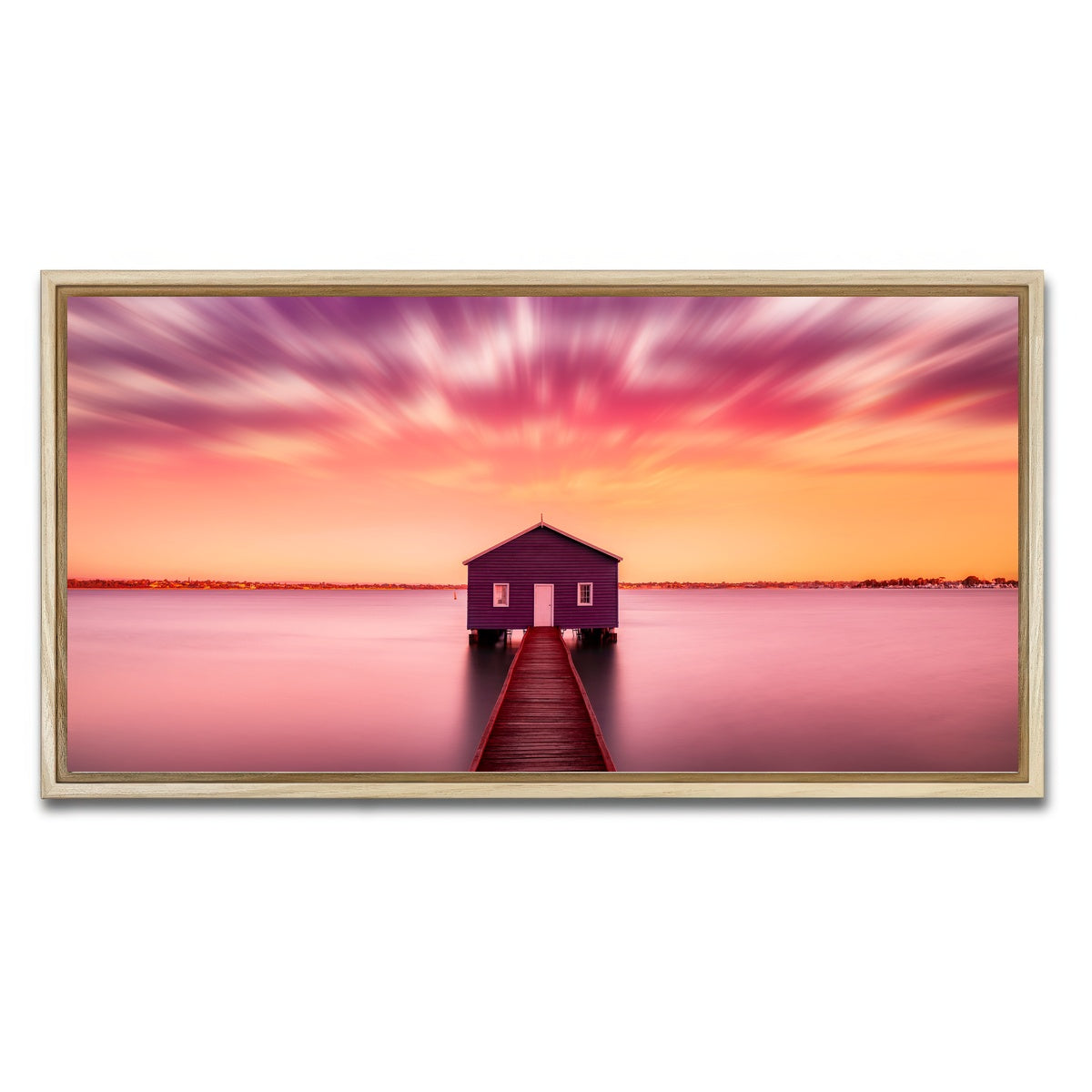 AUTO-MOCKUP WHITE | Pink lake house | 1 Piece | Natural Framed Canvas | group=2x1
