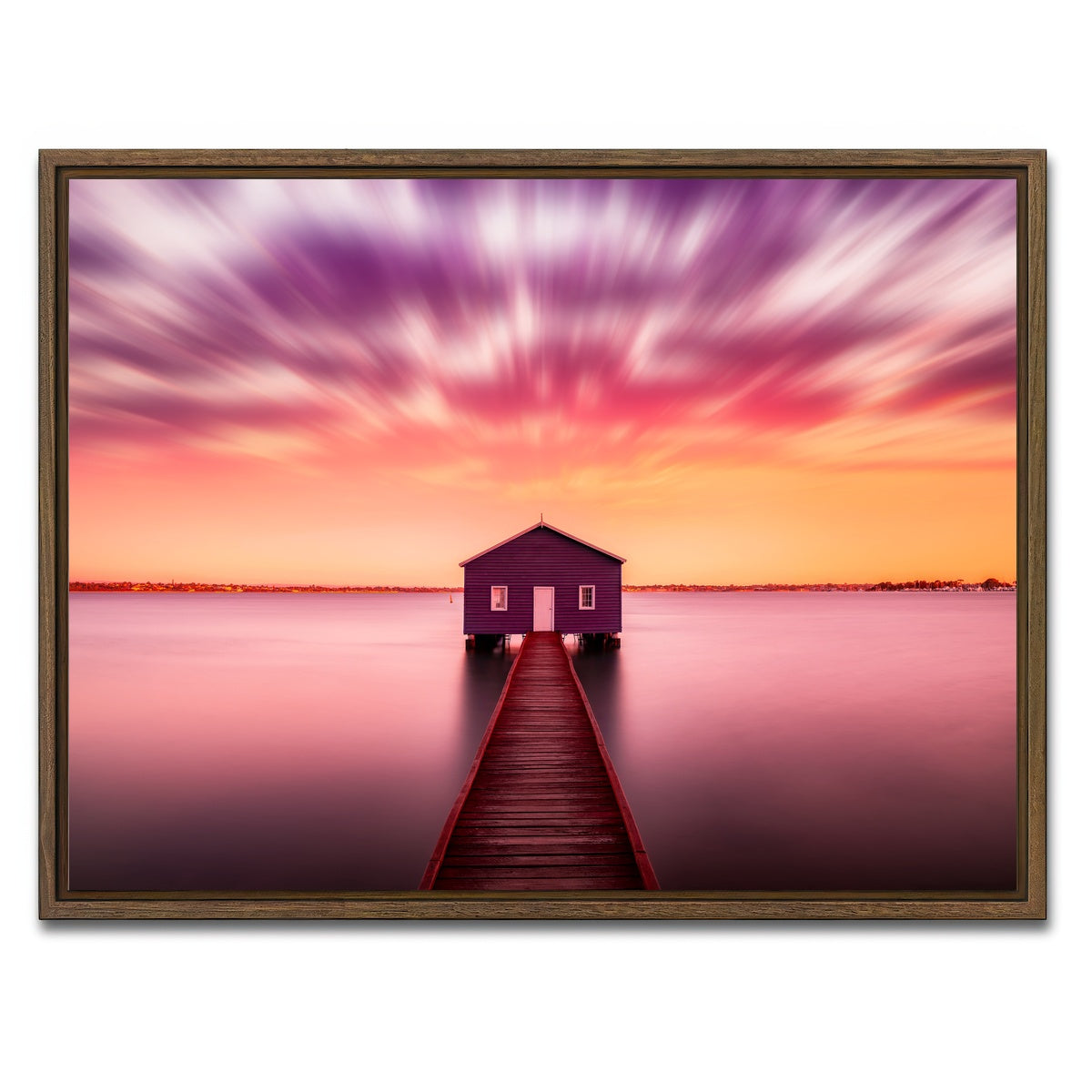 AUTO-MOCKUP WHITE | Pink lake house | 1 Piece | Walnut Framed Canvas | group=4x3