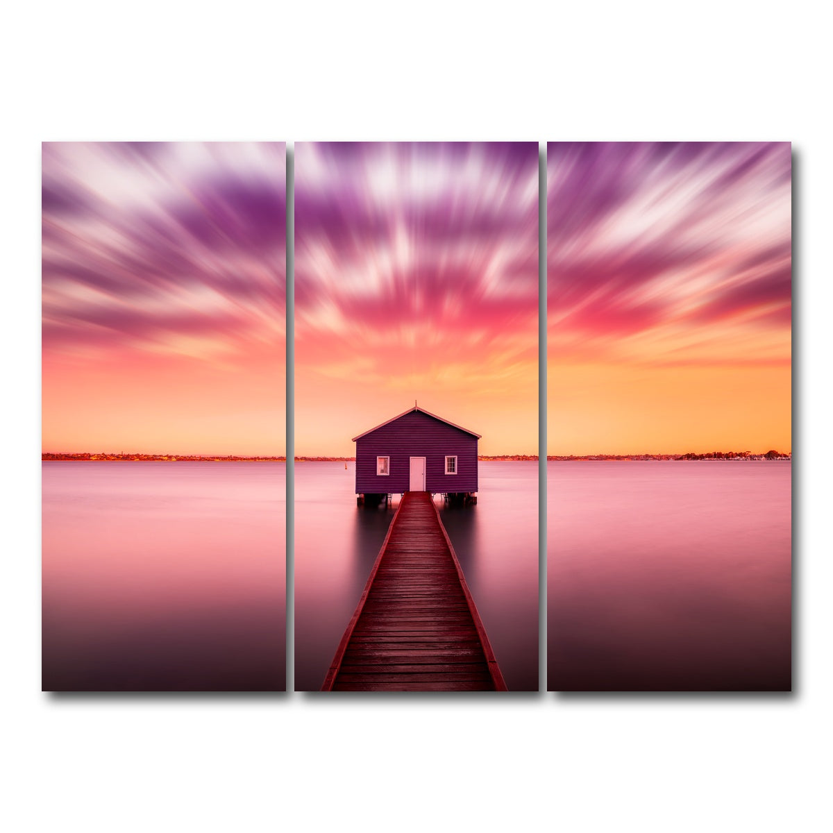 AUTO-MOCKUP WHITE | Pink lake house | 3 Piece | Gallery Wrap Canvas | group=8x18