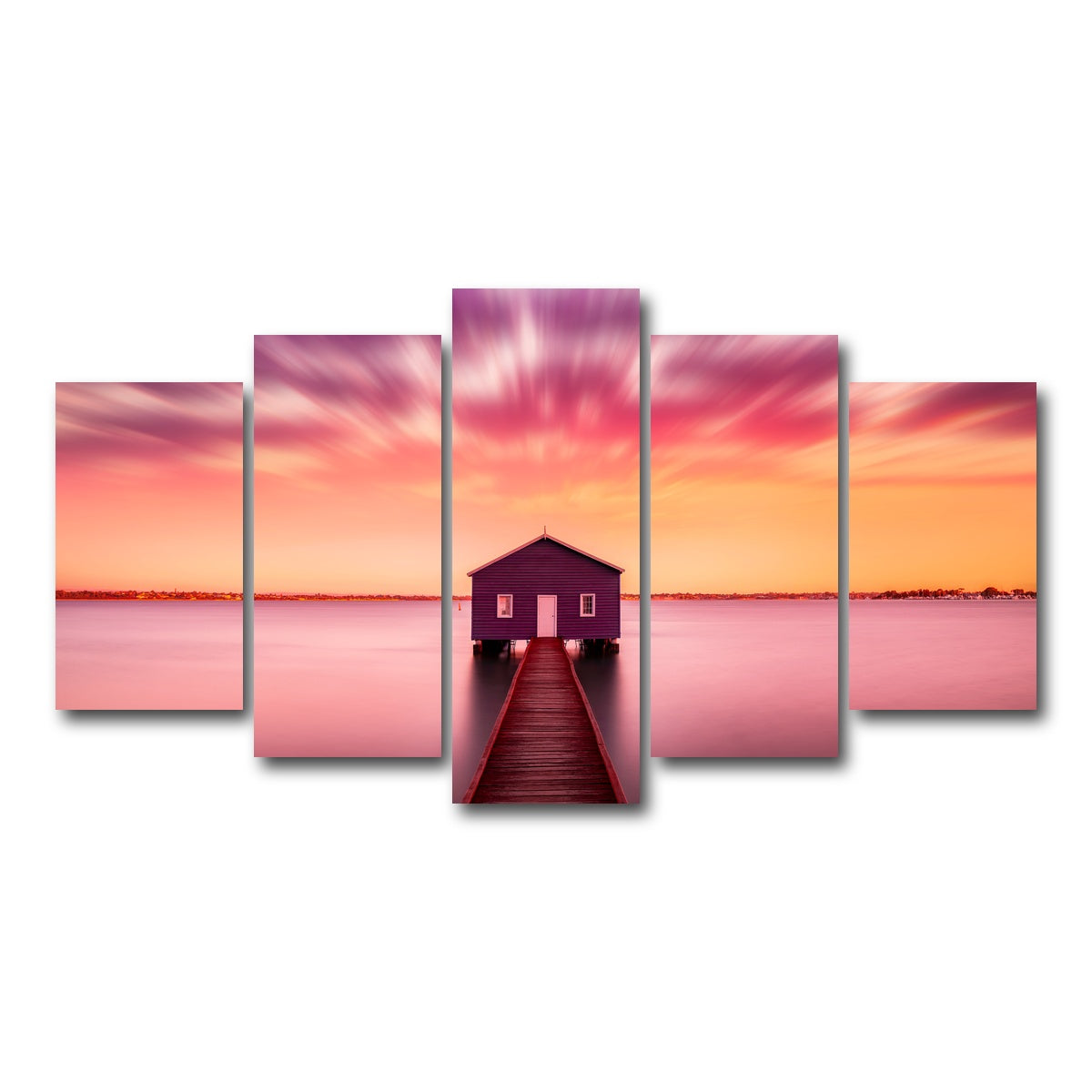 AUTO-MOCKUP WHITE | Pink lake house | 5 Piece | Gallery Wrap Canvas | group=5_normal