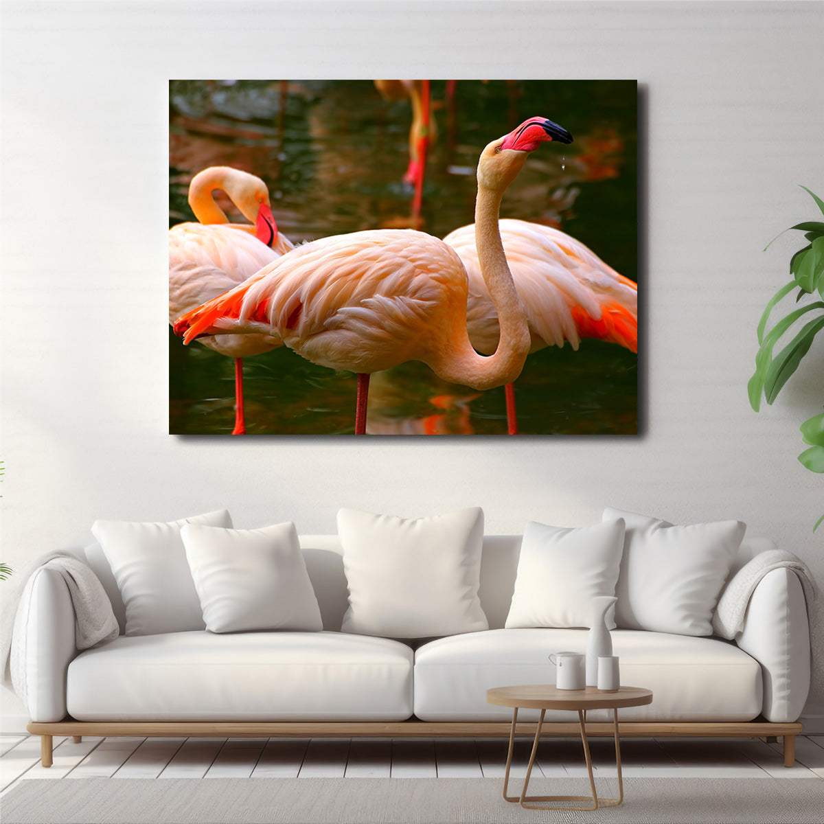 Pink Flamingo Birds Wall Art