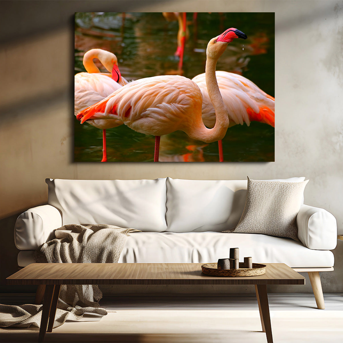 Pink Flamingo Birds Wall Art