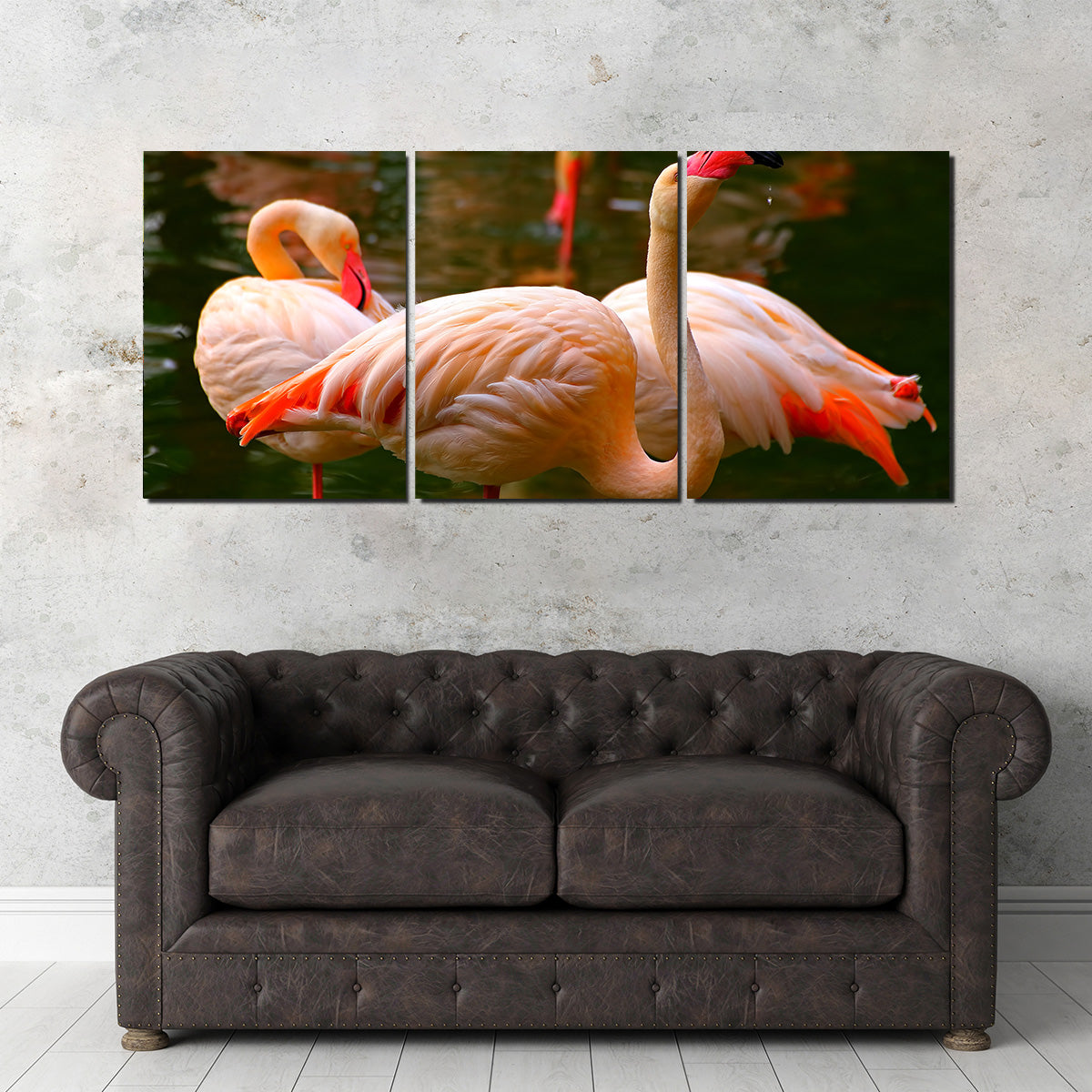 Pink Flamingo Birds Wall Art