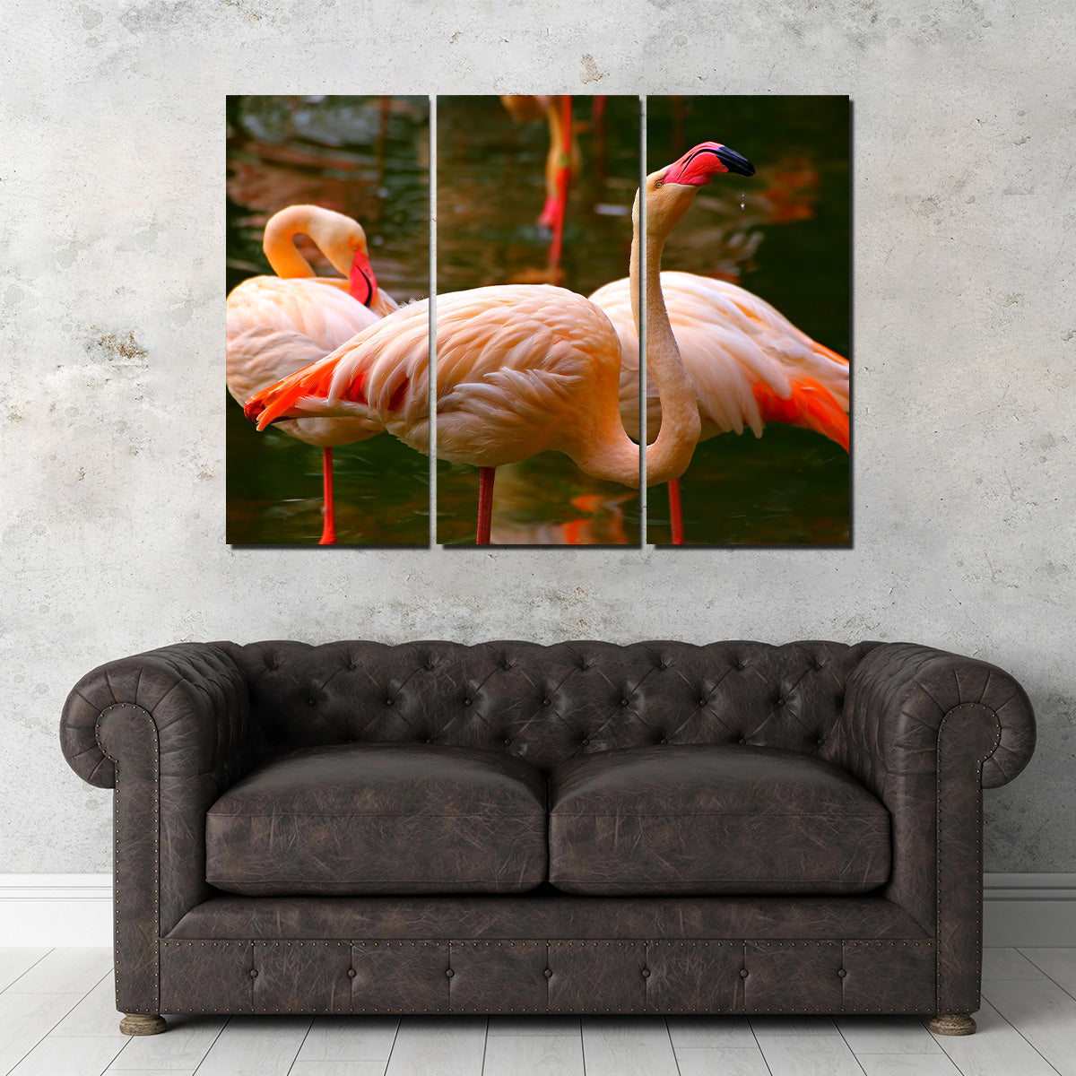 Pink Flamingo Birds Wall Art