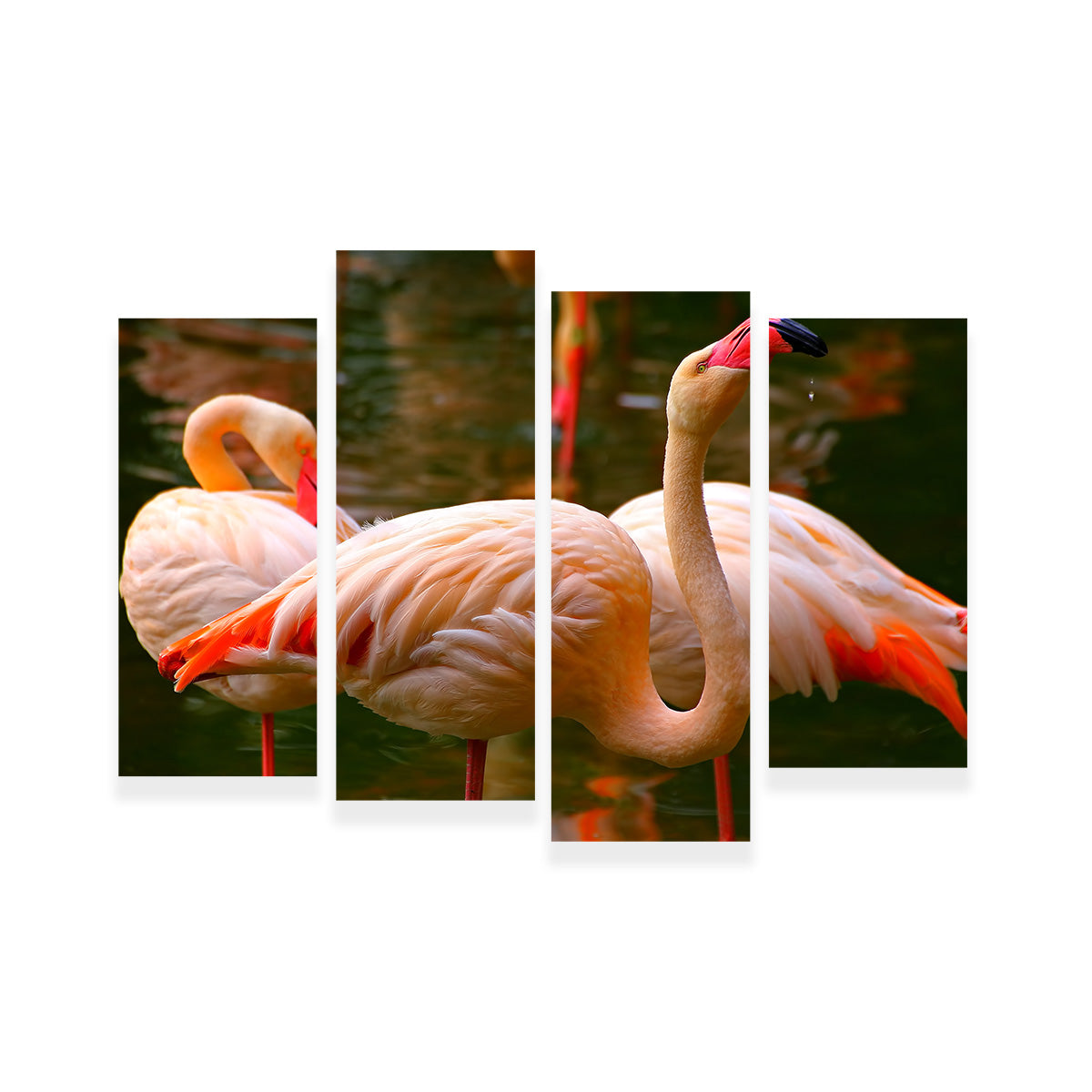 Pink Flamingo Birds Wall Art