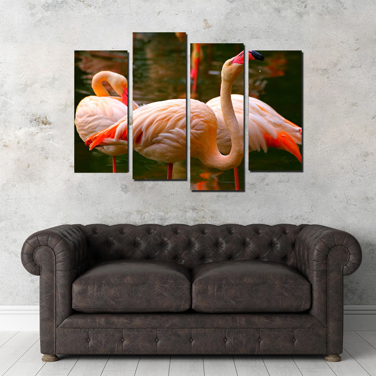 Pink Flamingo Birds Wall Art