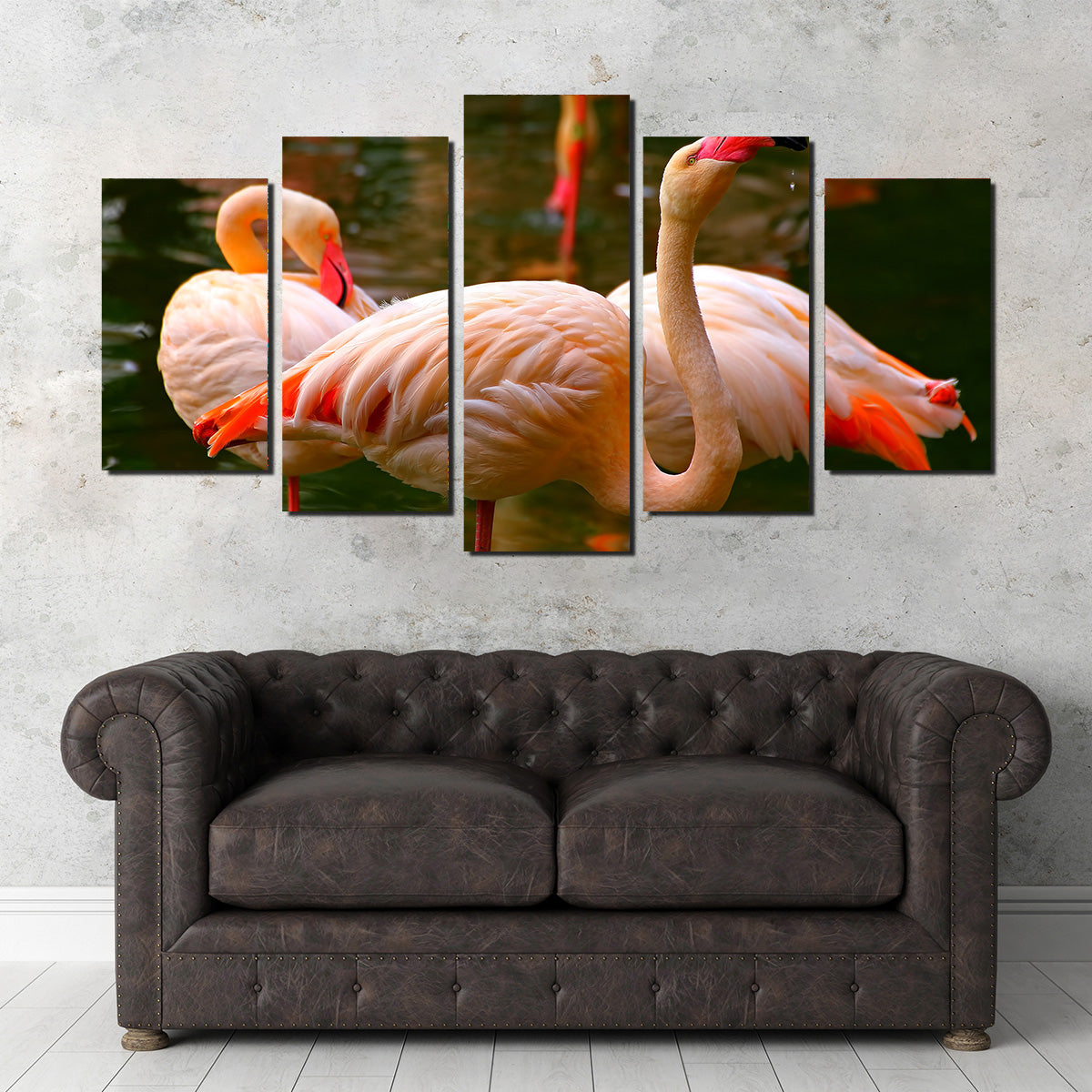 Pink Flamingo Birds Wall Art