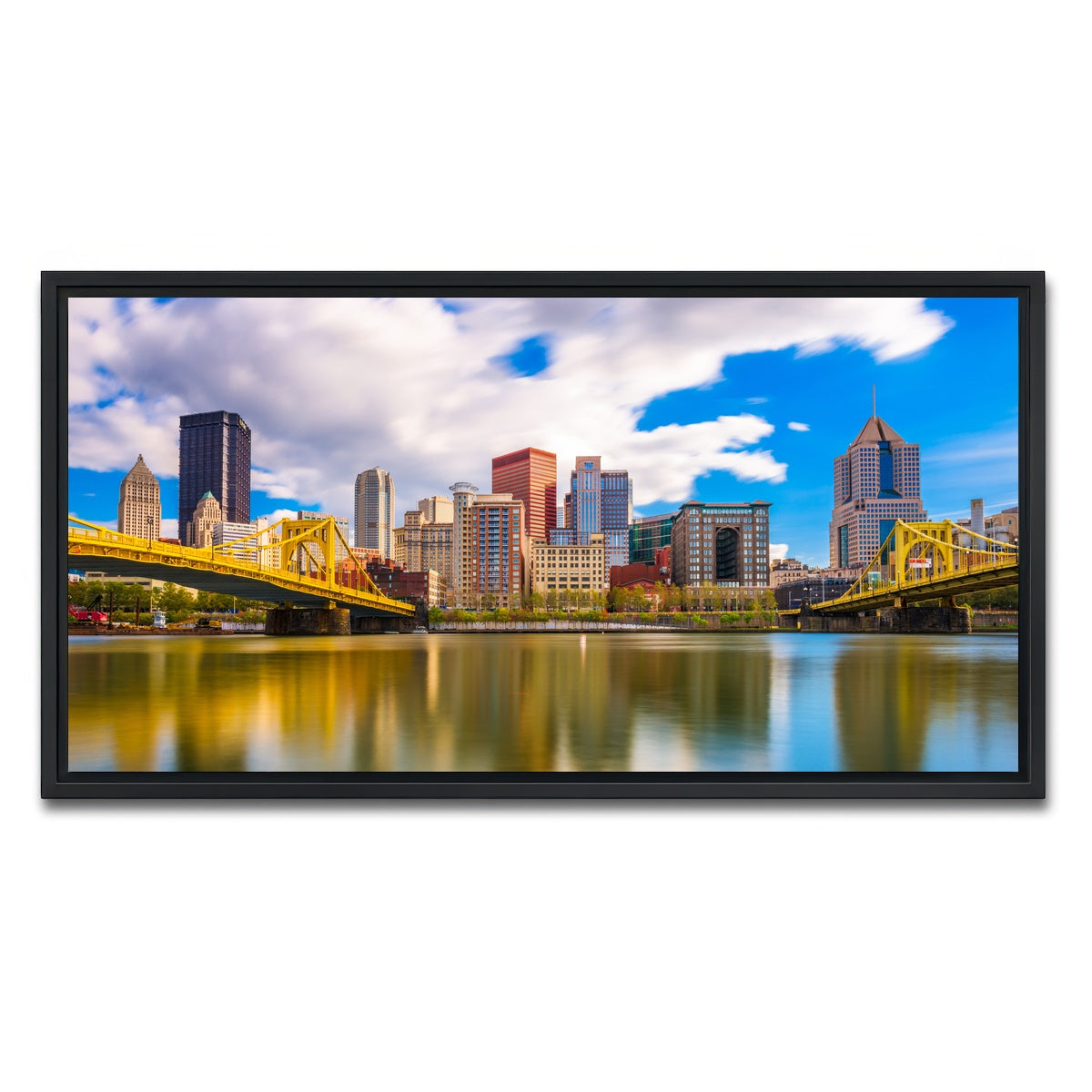 AUTO-MOCKUP WHITE | Pittsburgh Allegheny River | 1 Piece | Black Framed Canvas | group=2x1