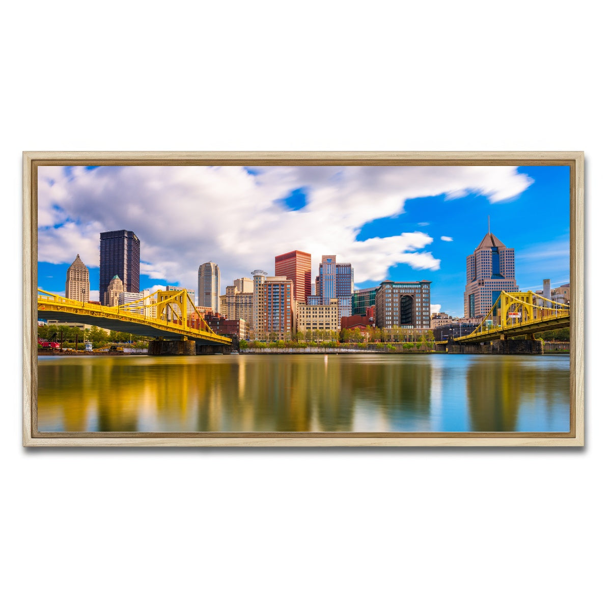 AUTO-MOCKUP WHITE | Pittsburgh Allegheny River | 1 Piece | Natural Framed Canvas | group=2x1