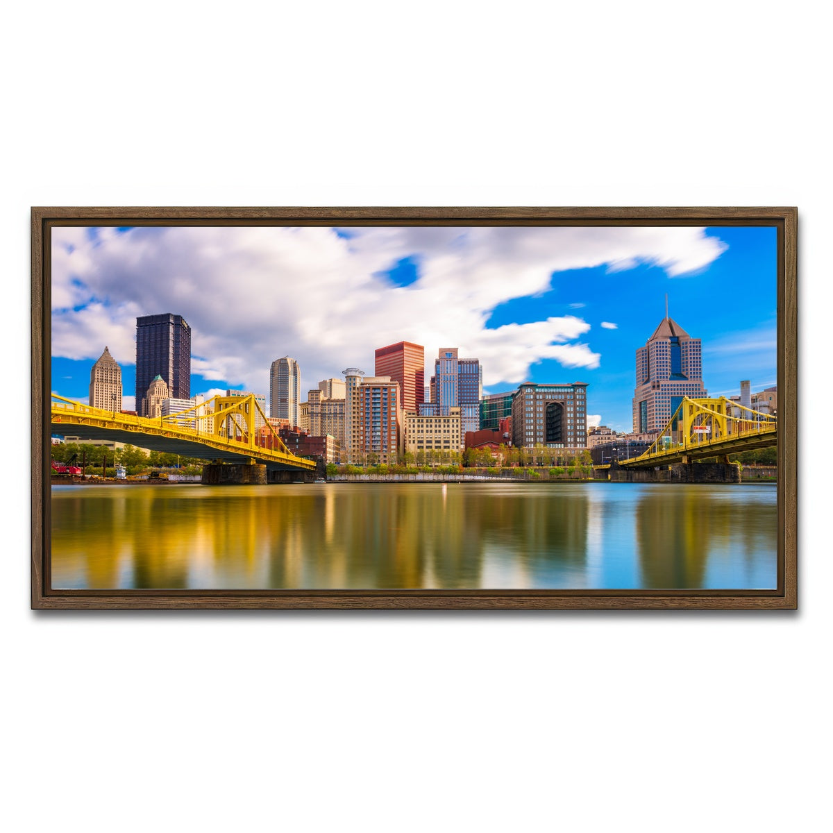AUTO-MOCKUP WHITE | Pittsburgh Allegheny River | 1 Piece | Walnut Framed Canvas | group=2x1