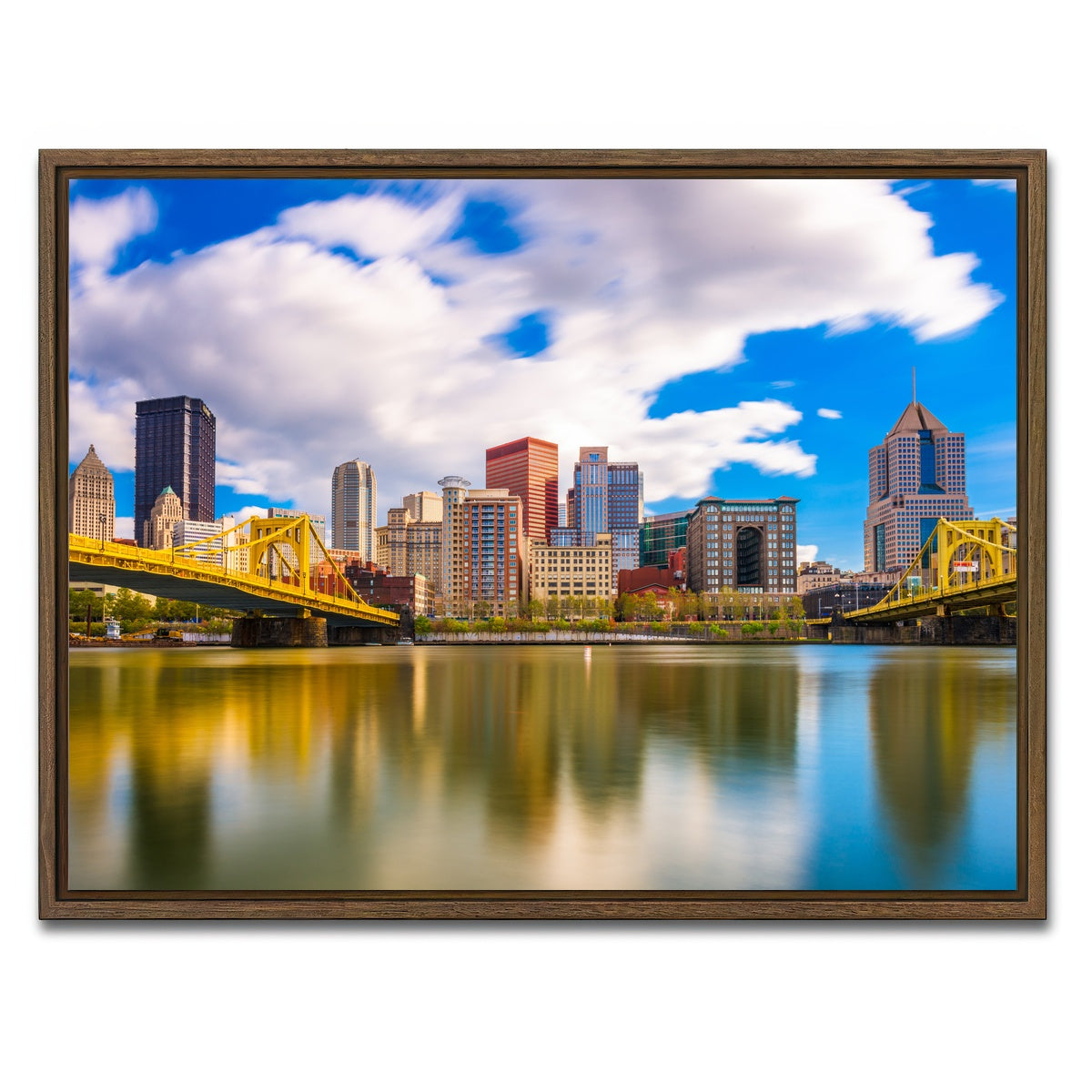 AUTO-MOCKUP WHITE | Pittsburgh Allegheny River | 1 Piece | Walnut Framed Canvas | group=4x3