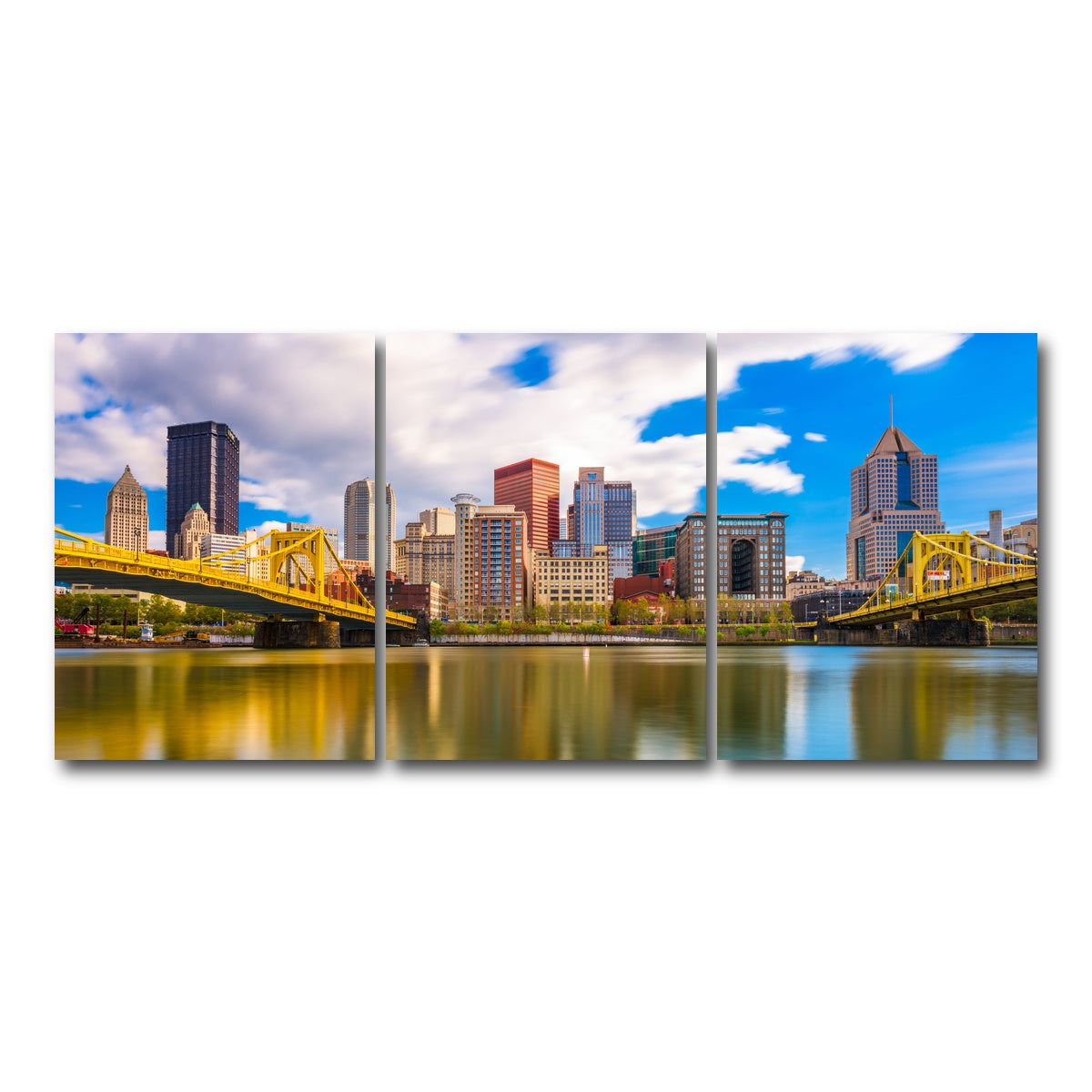 AUTO-MOCKUP WHITE | Pittsburgh Allegheny River | 3 Piece | Gallery Wrap Canvas | group=18x24