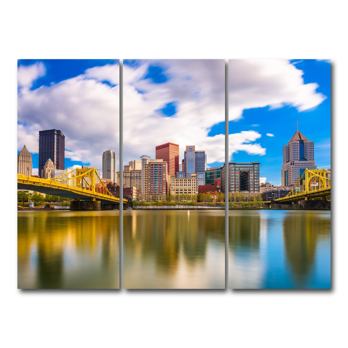 AUTO-MOCKUP WHITE | Pittsburgh Allegheny River | 3 Piece | Gallery Wrap Canvas | group=8x18