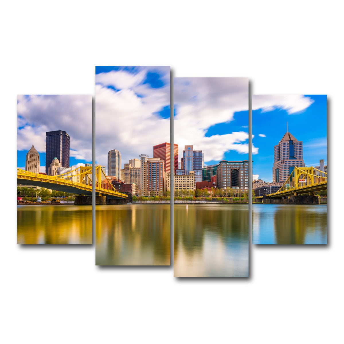 AUTO-MOCKUP WHITE | Pittsburgh Allegheny River | 4 Piece | Gallery Wrap Canvas | group=4_short
