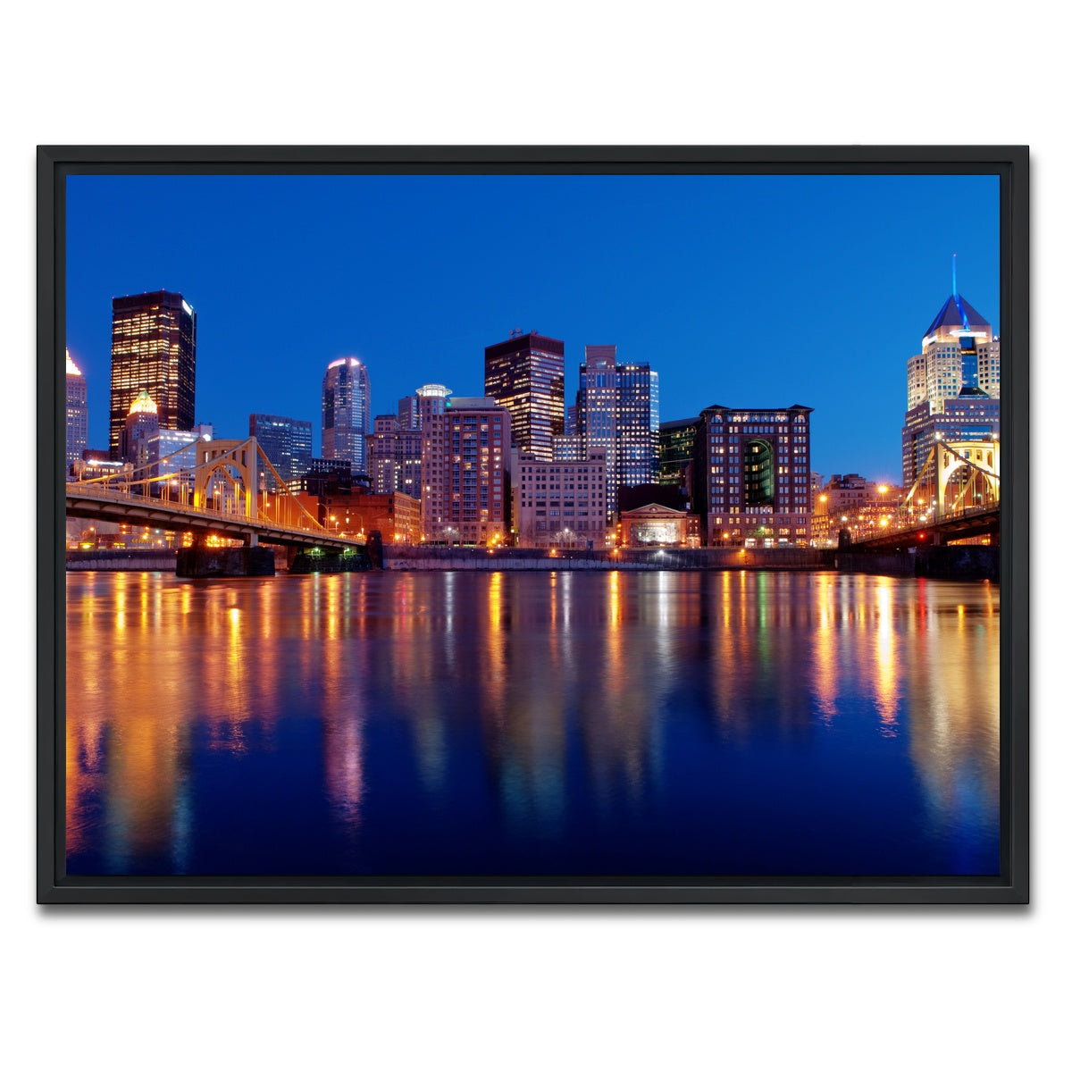 AUTO-MOCKUP WHITE | Pittsburgh At Night | 1 Piece | Black Framed Canvas | group=4x3