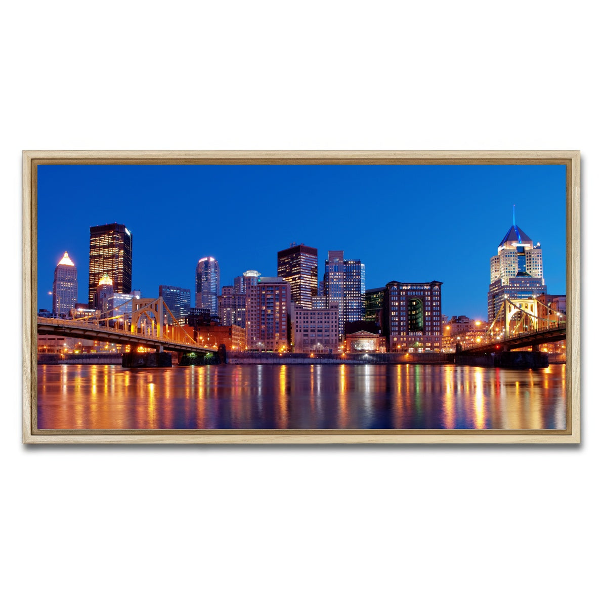 AUTO-MOCKUP WHITE | Pittsburgh At Night | 1 Piece | Natural Framed Canvas | group=2x1