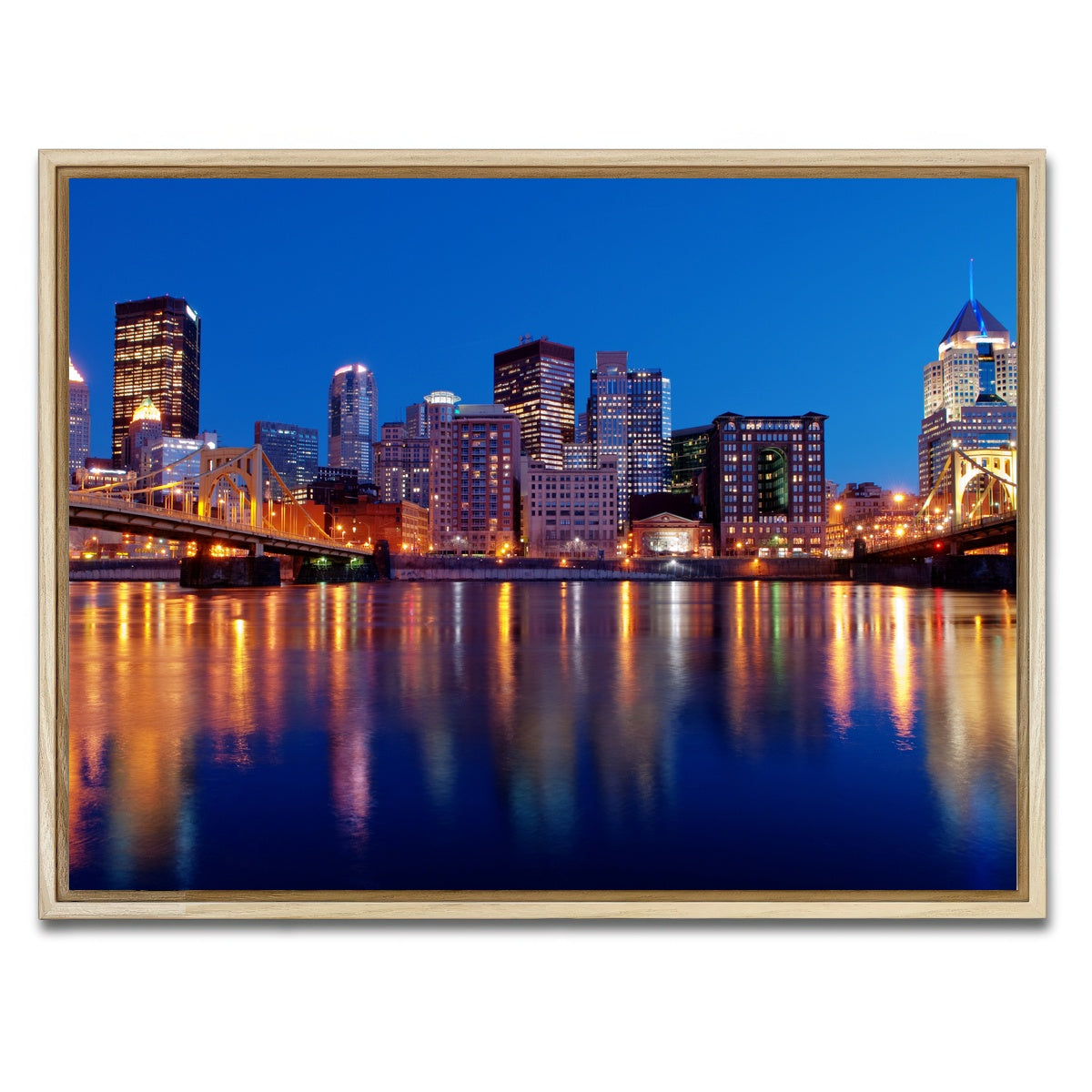 AUTO-MOCKUP WHITE | Pittsburgh At Night | 1 Piece | Natural Framed Canvas | group=4x3