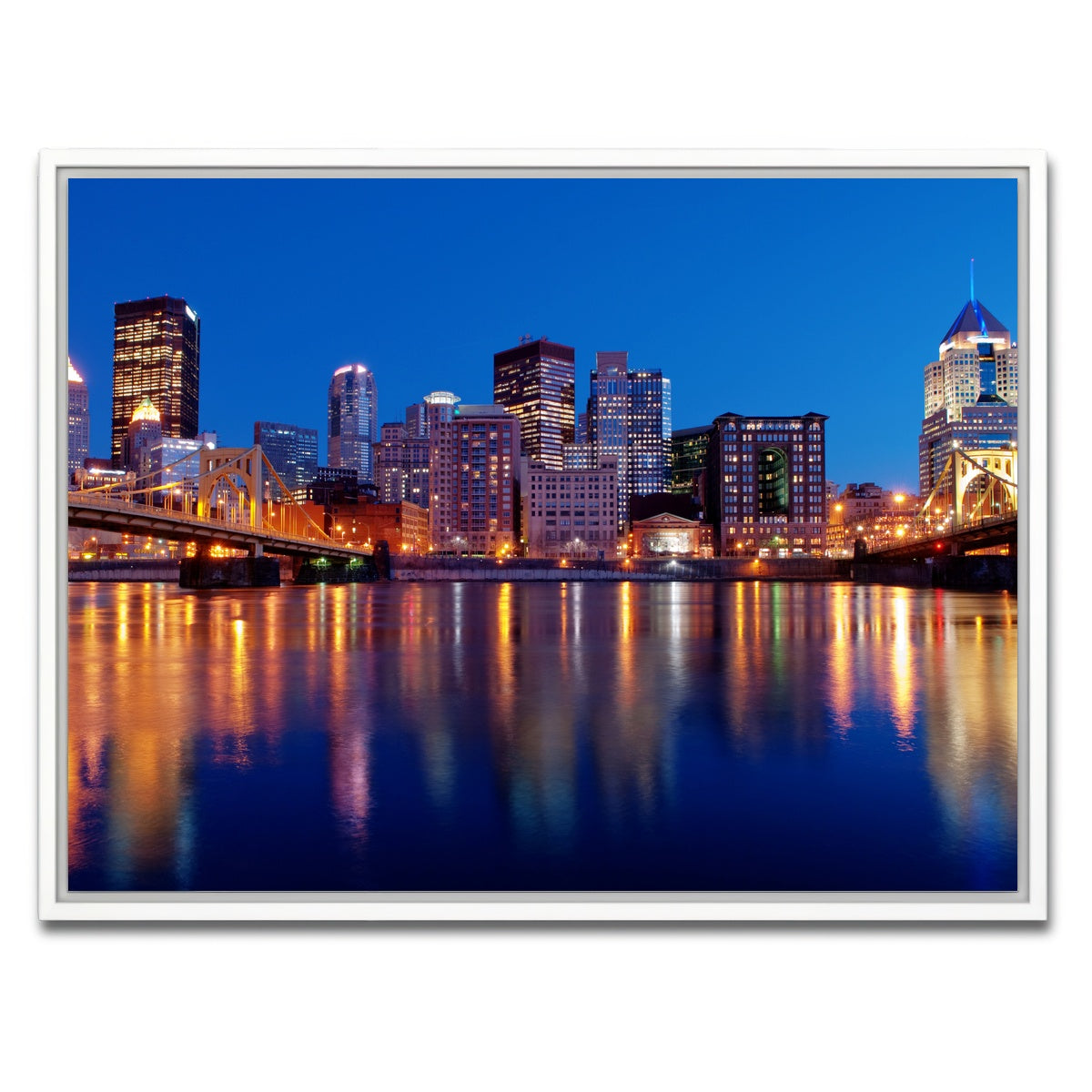 AUTO-MOCKUP WHITE | Pittsburgh At Night | 1 Piece | White Framed Canvas | group=4x3
