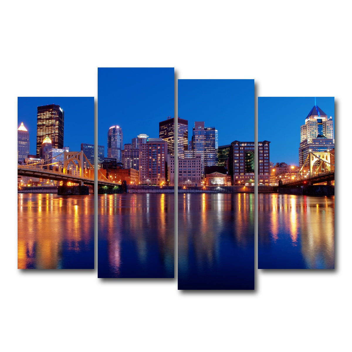 AUTO-MOCKUP WHITE | Pittsburgh At Night | 4 Piece | Gallery Wrap Canvas | group=4_normal